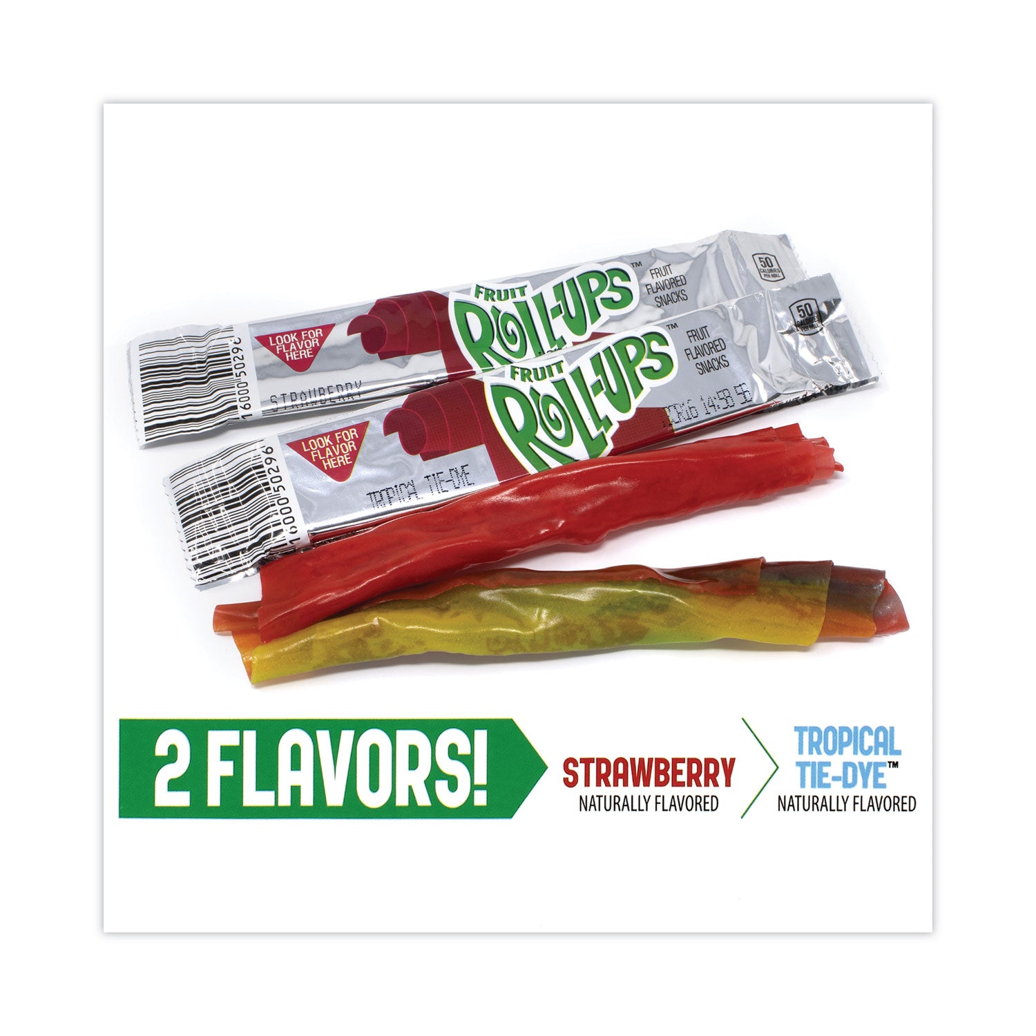 Betty Crocker™ Fruit Roll-Ups Fruit Snacks, Strawberry and Tropical Tie-Dye Flavors, 0.5 oz, 72 Pouches/Carton