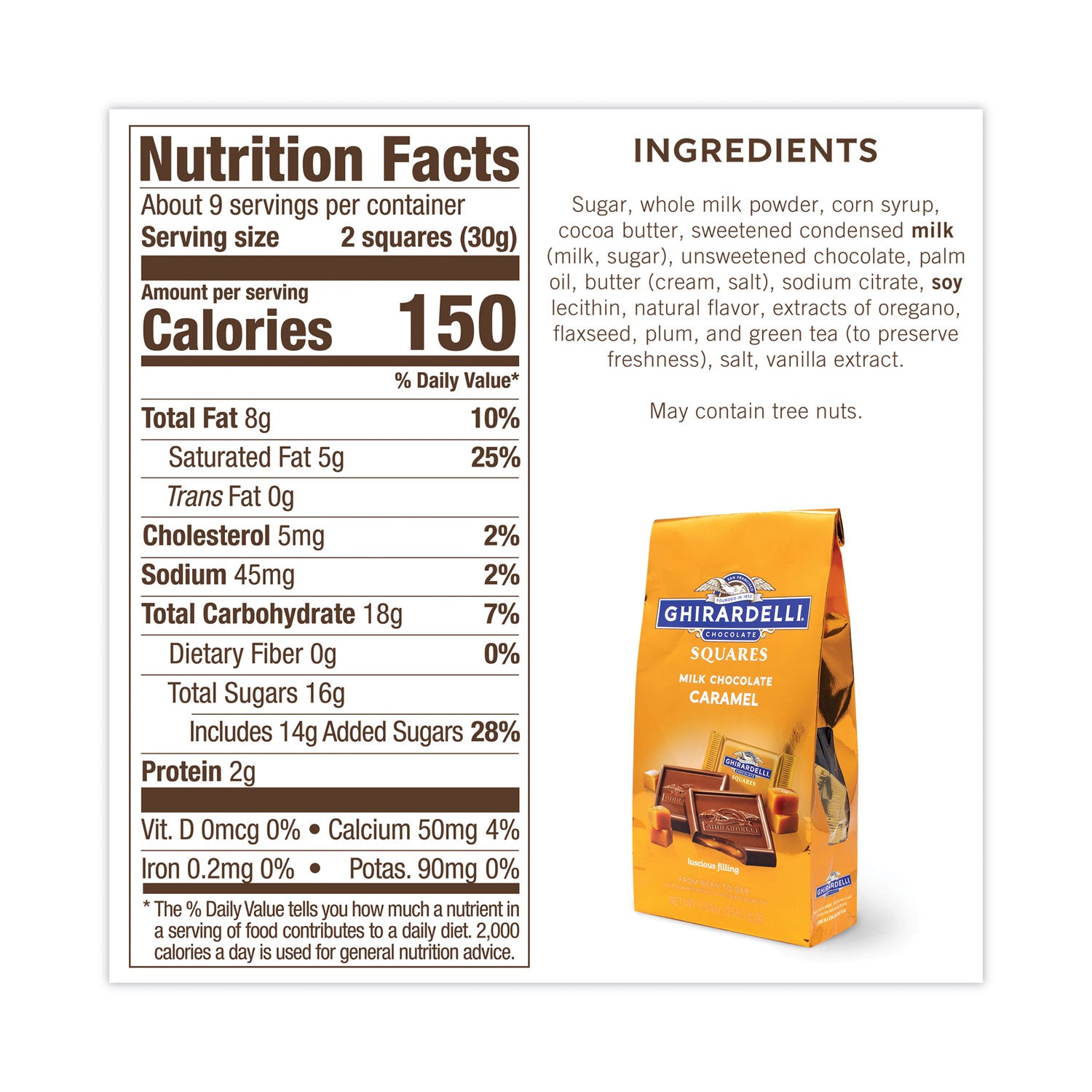 Ghirardelli® Milk Chocolate and Caramel Chocolate Squares, 9.04 oz Bags, 2 Bags/Pack