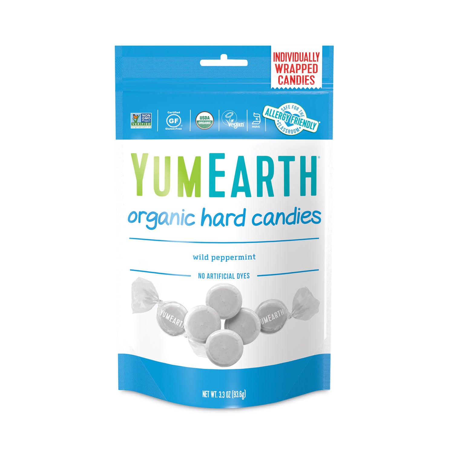 Organic Wild Peppermint Hard Candies, 3.3 oz Bag, 3/Pack