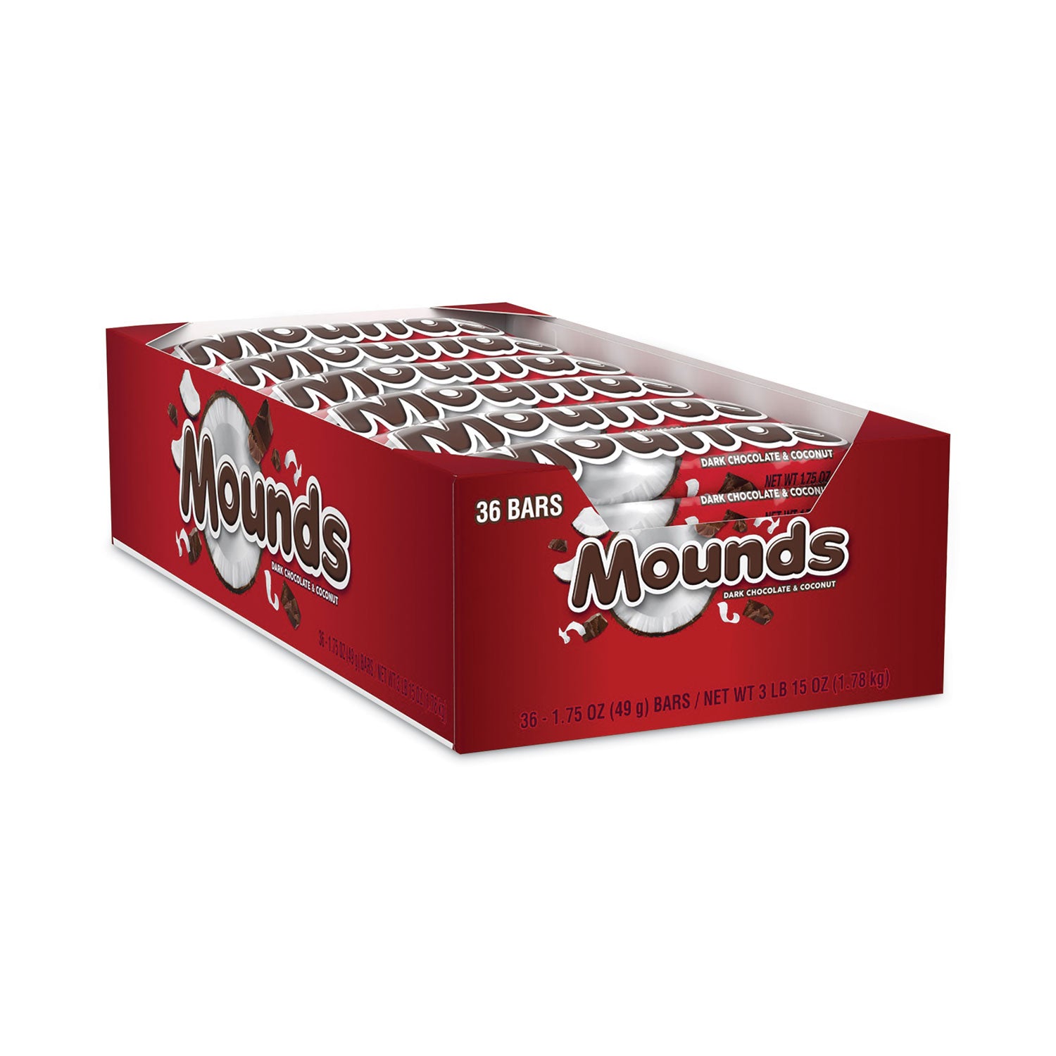 Mounds Candy Bar, Coconut and Dark Chocolate 1.75 oz, 36/Carton