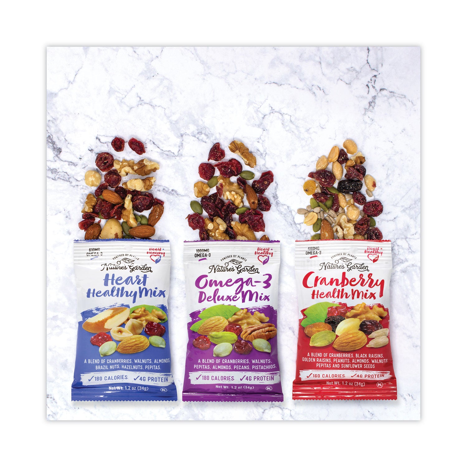 Nature's Garden Healthy Trail Mix Snack Packs, 1.2 oz Pouch, 50 Pouches/Carton