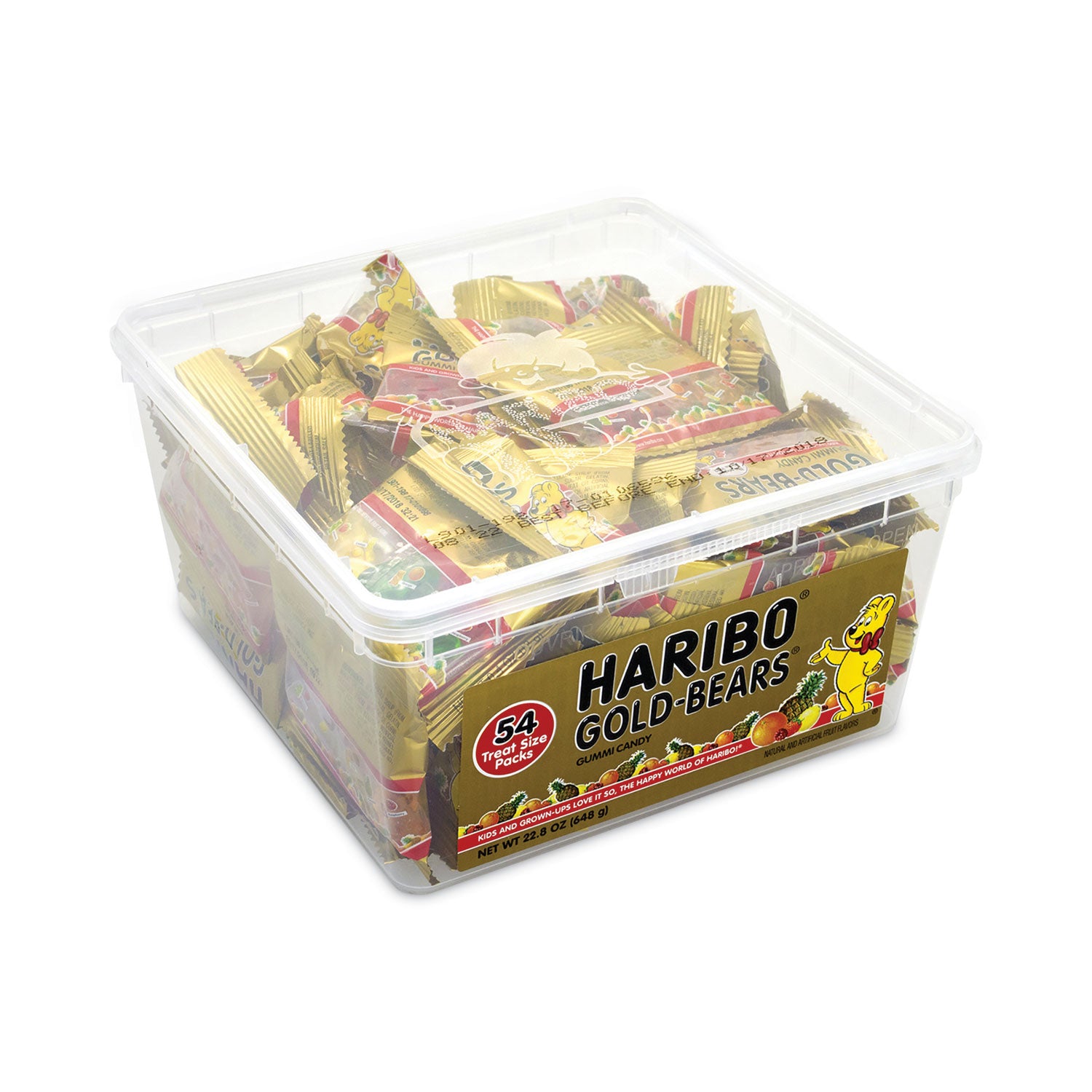 Haribo® Goldbears Gummi Candy, 0.4 oz Pouches, Lemon; Orange; Pineapple; Rasberry; Strawberry, 54/Carton