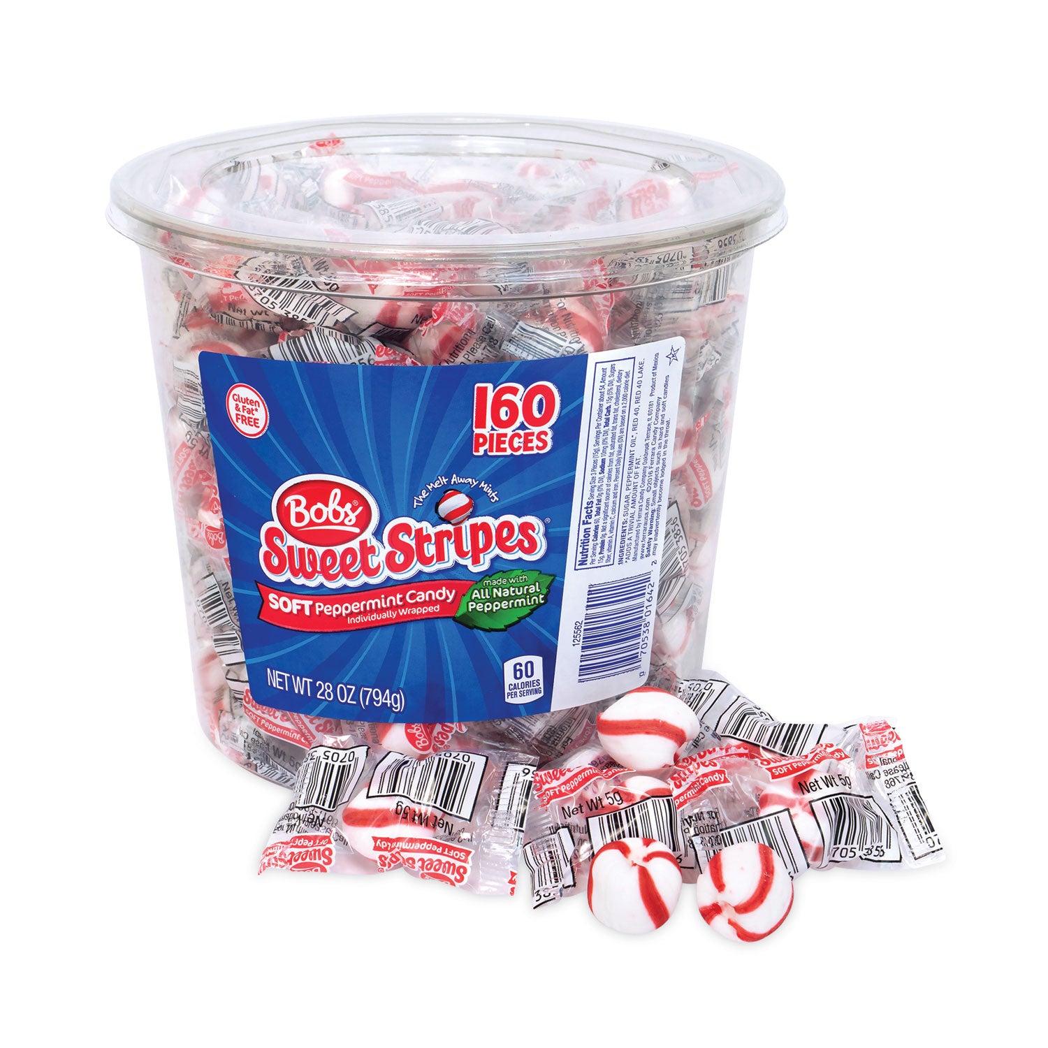 Ferrara® Bobs Sweet Stripes Soft Candy, Peppermint, 28 oz Tub