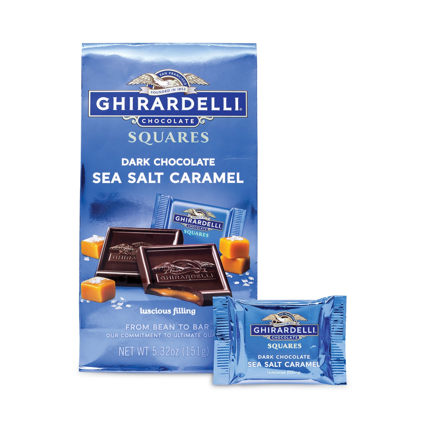 Dark and Sea Salt Caramel Chocolate Squares, 5.32 oz Packs, 3 Count