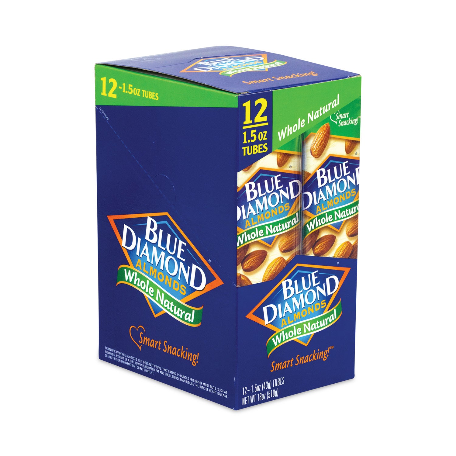 Blue Diamond® Whole Natural Almonds, 1.5 oz Bag, 12 Bags/Carton