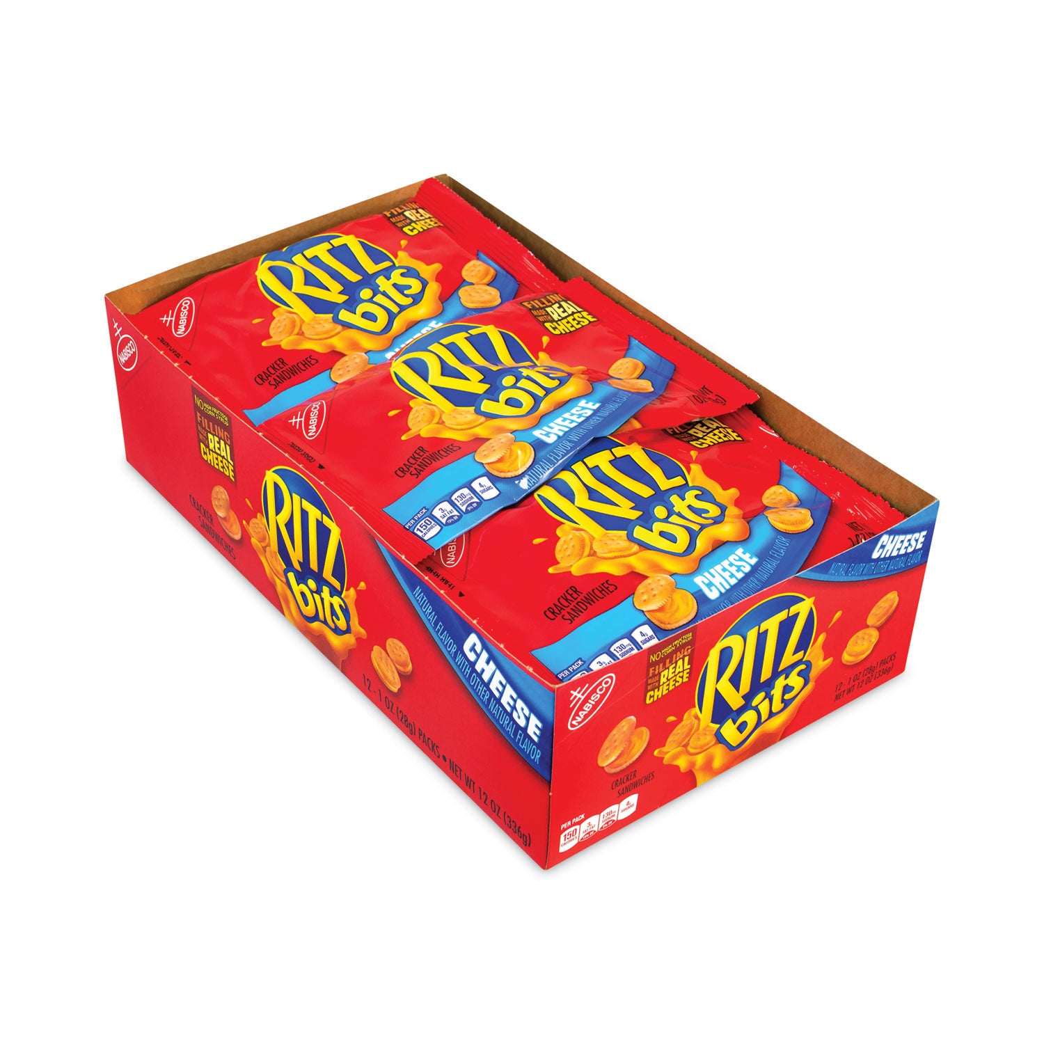 Ritz Bits Cheese Sandwich Crackers, 1 oz Pouch, 48 Pouches/Carton