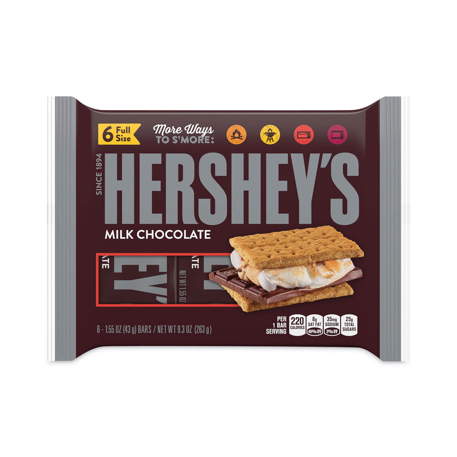 Milk Chocolate Bar, 1.55 oz Bar, 6 Bars/Pack, 2 Packs/Box