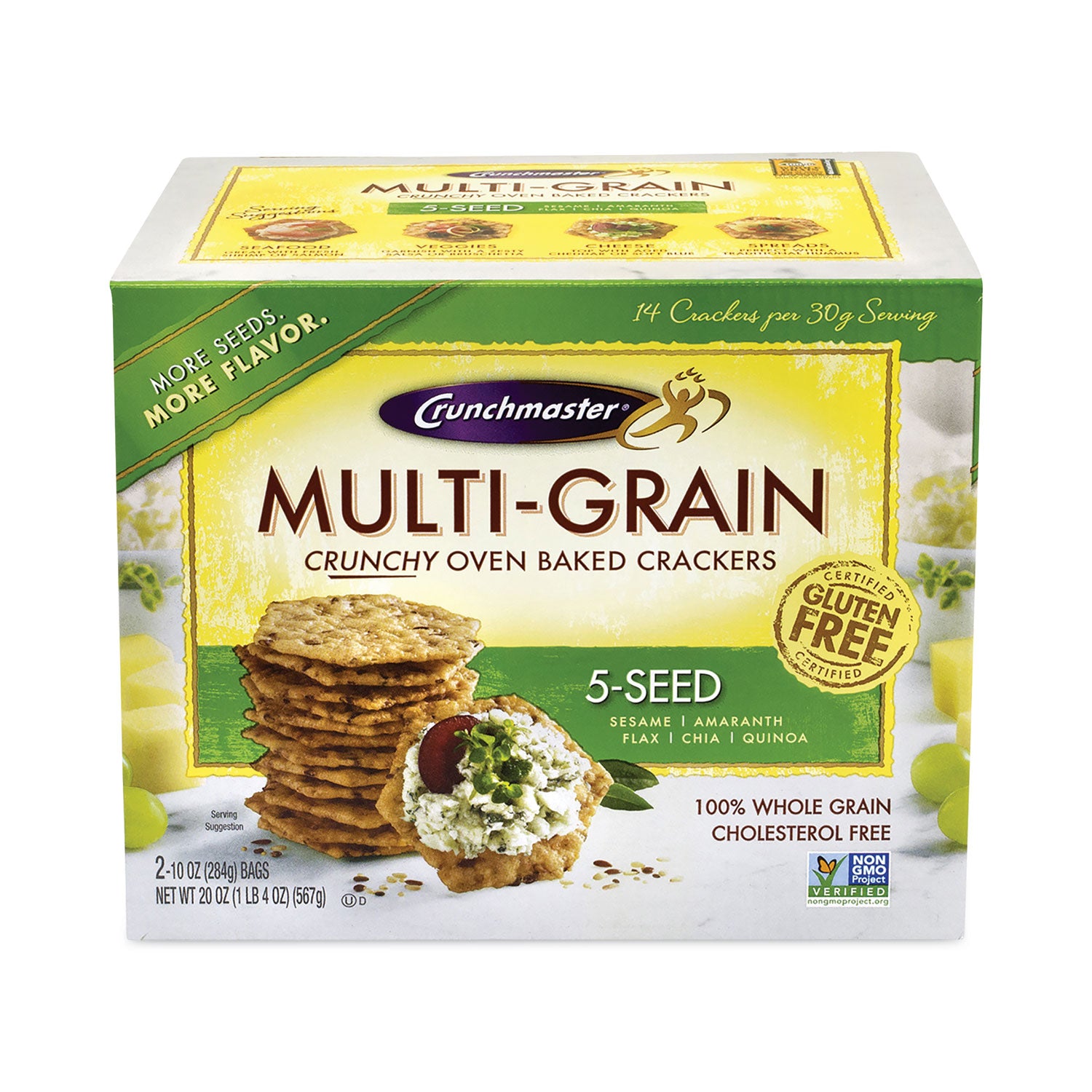 5-Seed Multi-Grain Crunchy Oven Baked Crackers, Whole Wheat, 10 oz Bag, 2 Bags/Box