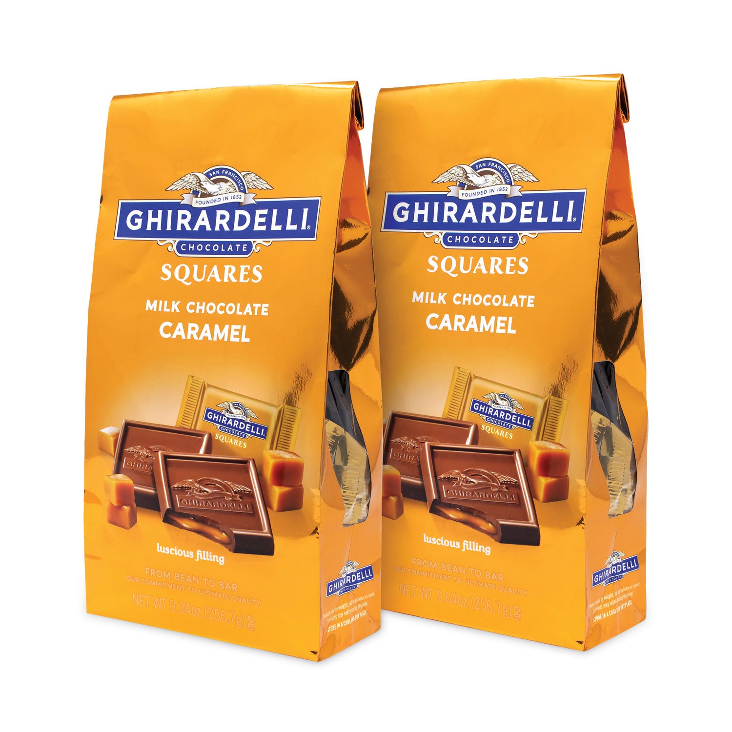 Ghirardelli® Milk Chocolate and Caramel Chocolate Squares, 9.04 oz Bags, 2 Bags/Pack