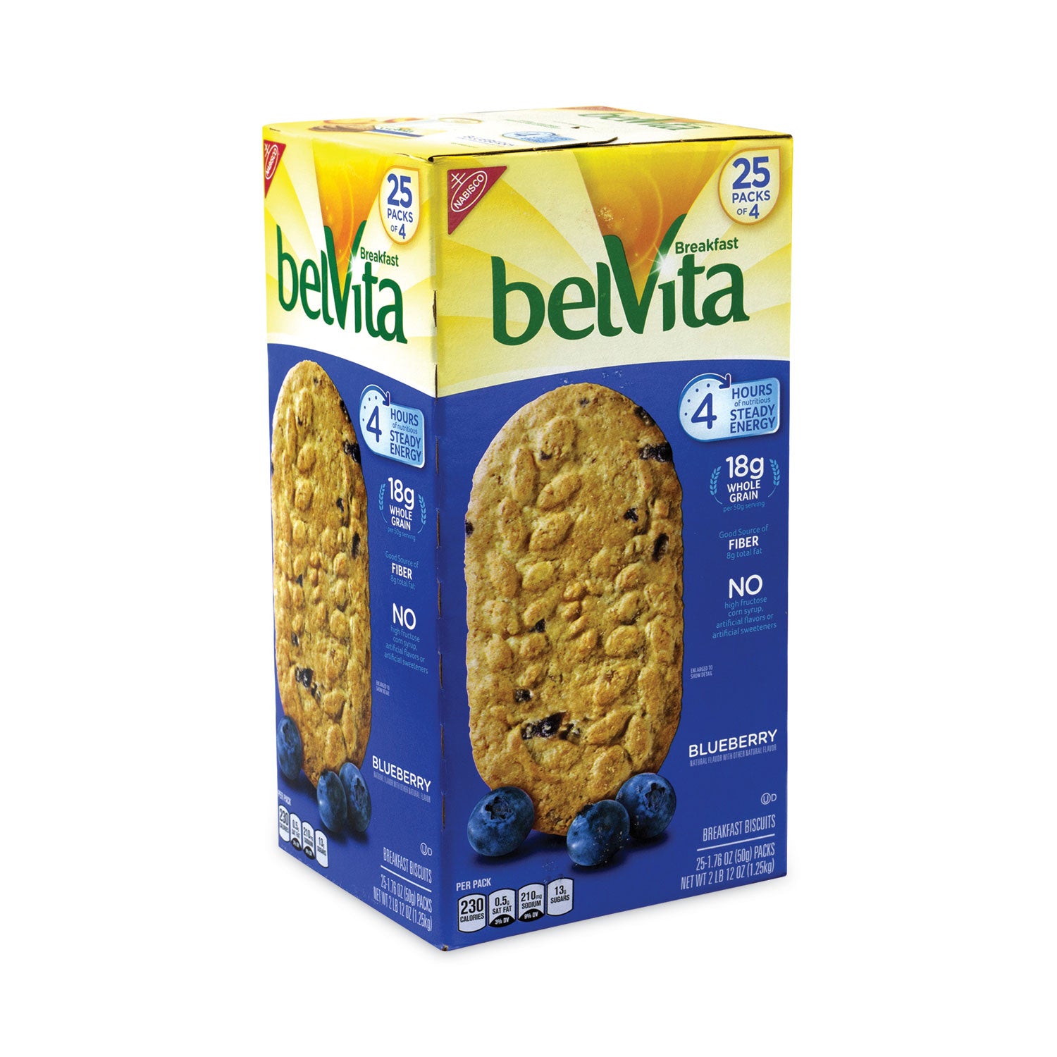 Nabisco® belVita Breakfast Biscuits, Blueberry, 1.76 oz Pack, 25 Packs/Carton