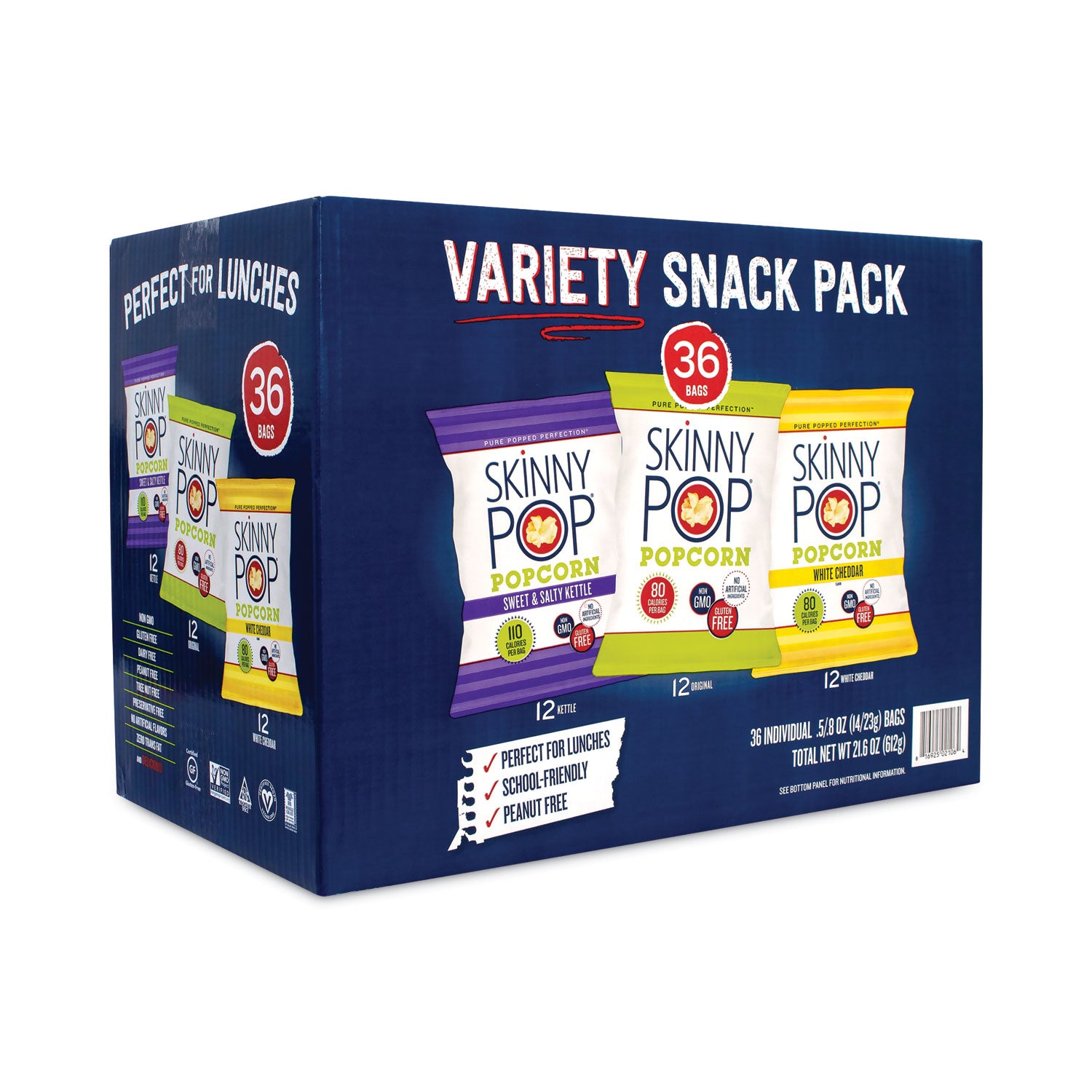 Popcorn Variety Snack Pack, 0.5 oz Bag, 36 Bags/Carton