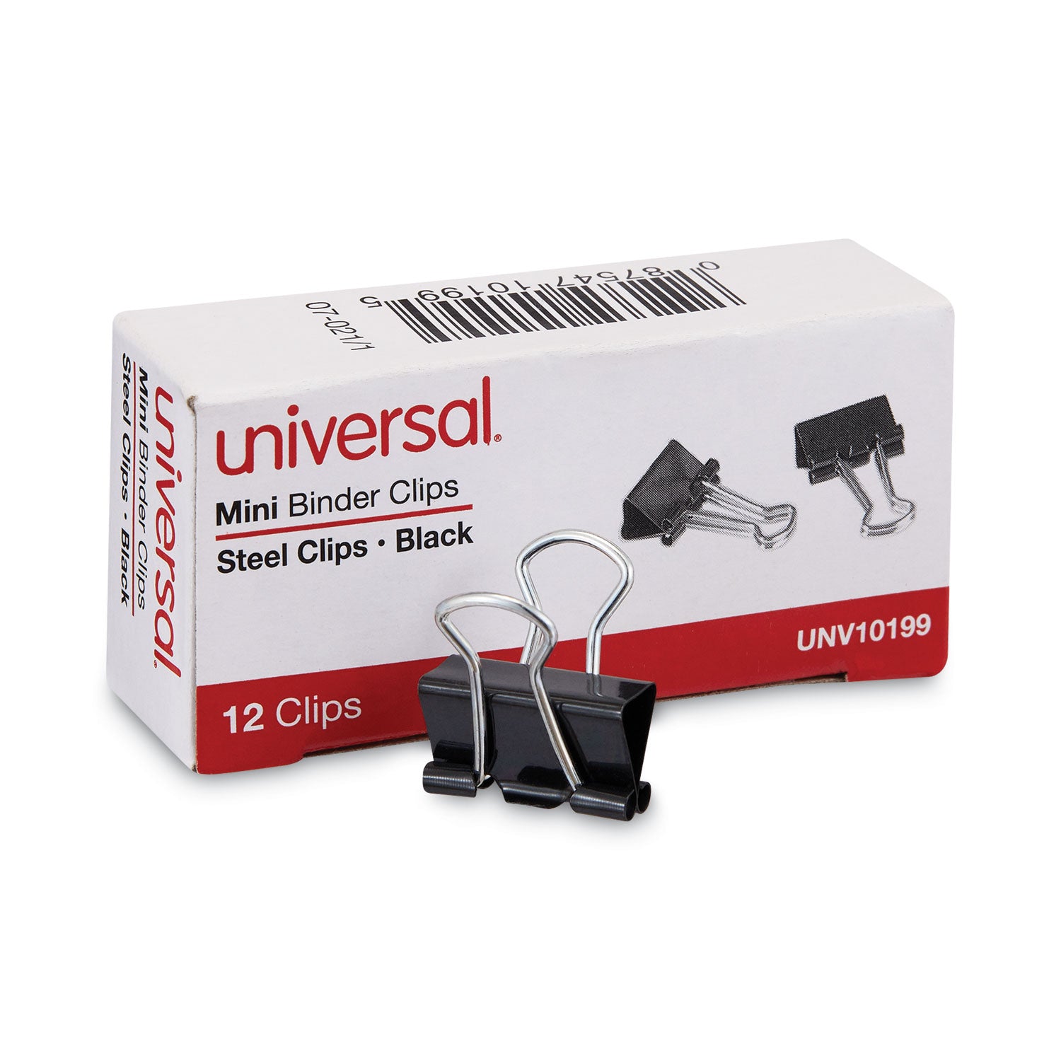 Universal® Binder Clips, Mini, Black/Silver, 12/Box