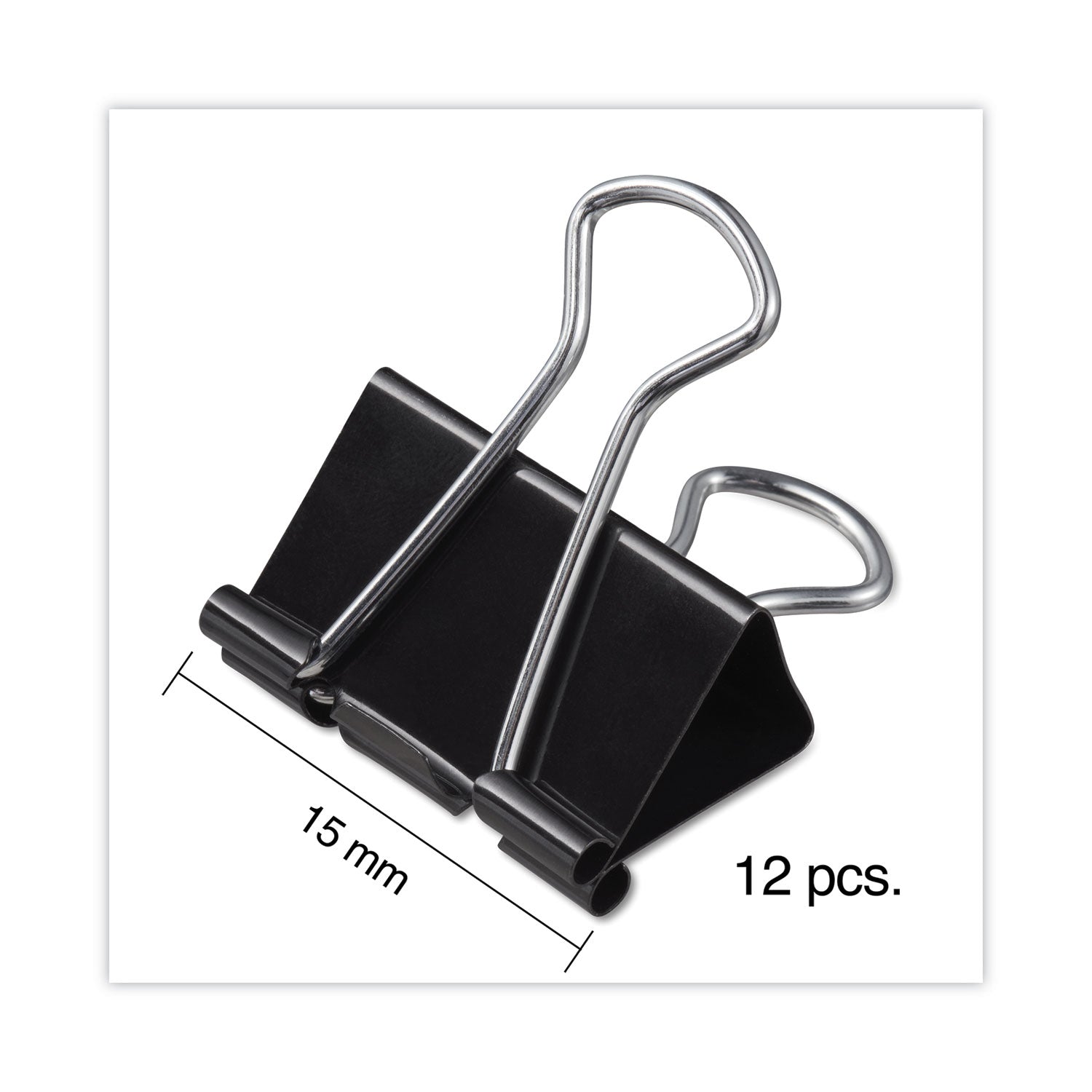 Universal® Binder Clips, Mini, Black/Silver, 12/Box