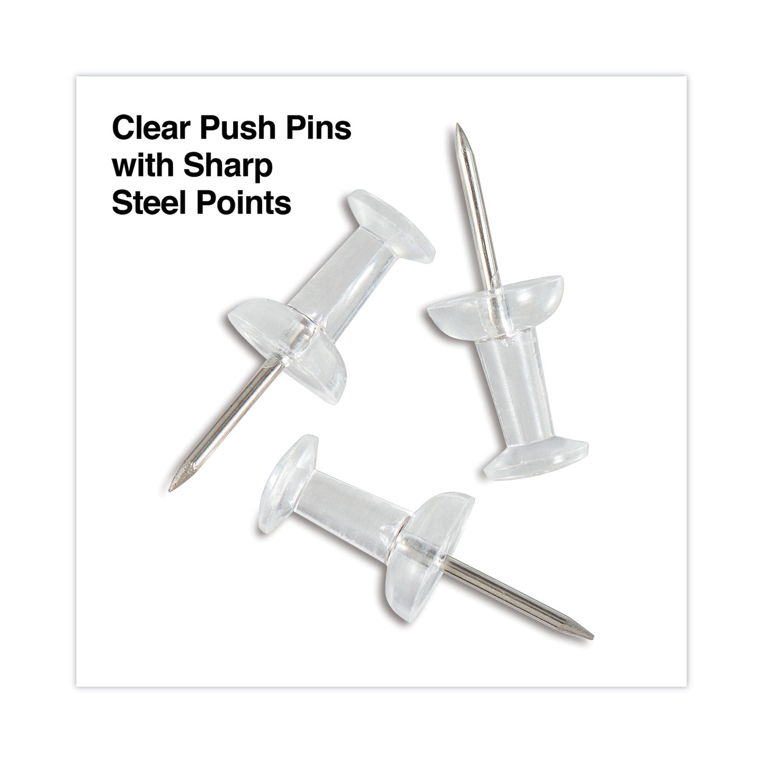 Universal® Clear Push Pins, Plastic, Clear, 0.38", 400/Pack