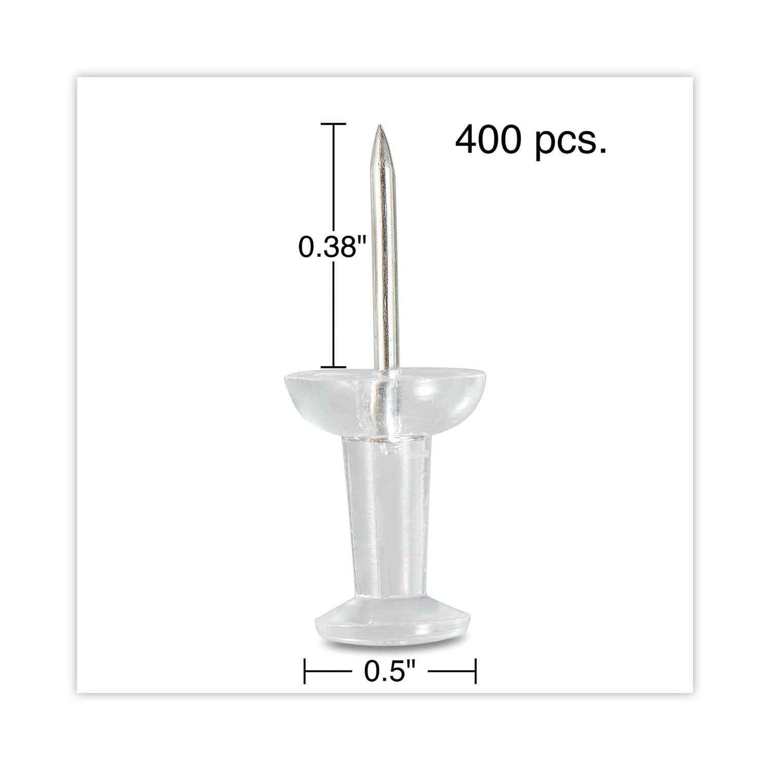 Universal® Clear Push Pins, Plastic, Clear, 0.38", 400/Pack