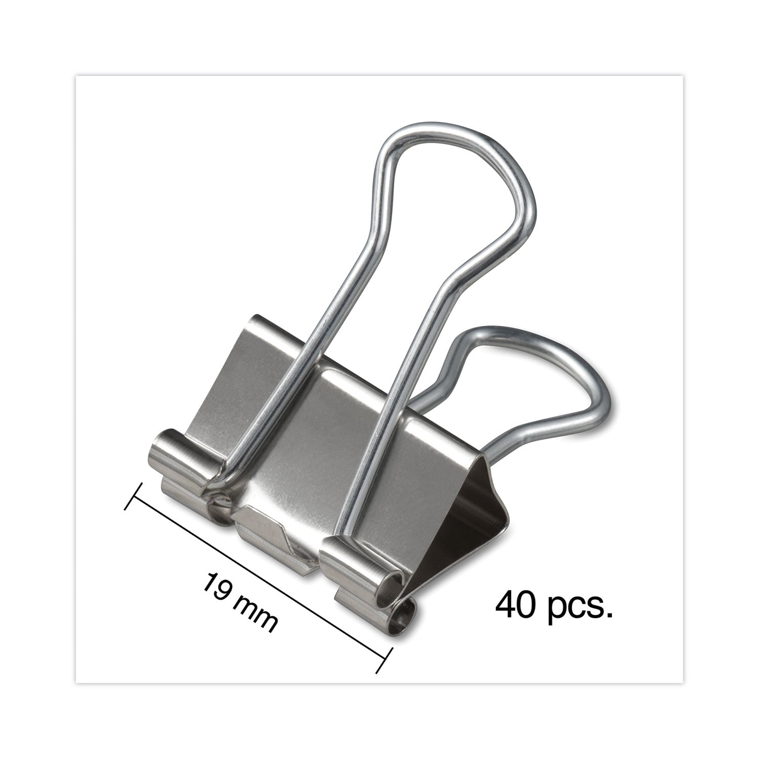 Universal® Binder Clips with Storage Tub, Small, Silver, 40/Pack