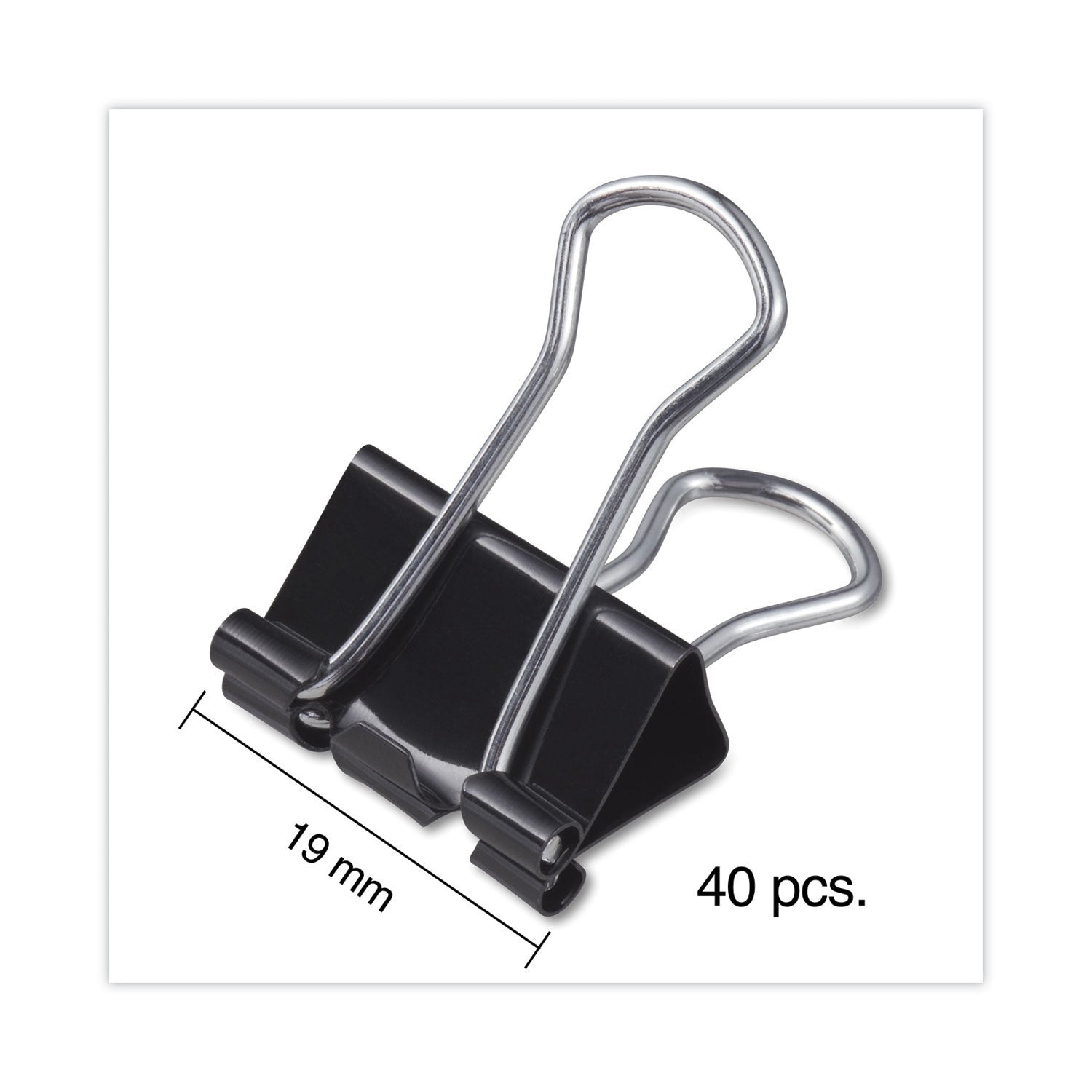 Universal® Binder Clips with Storage Tub, Small, Black/Silver, 40/Pack