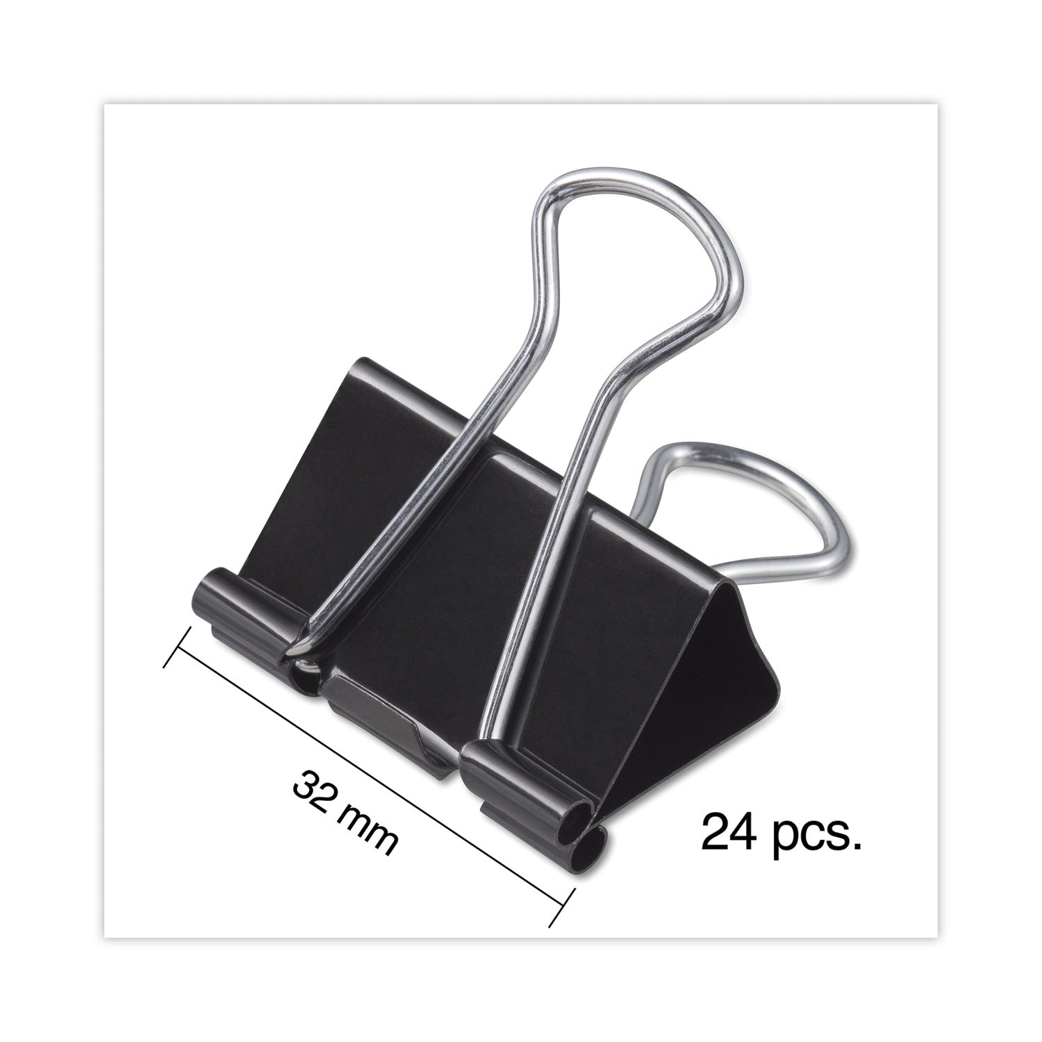 Universal® Binder Clips with Storage Tub, Medium, Black/Silver, 24/Pack