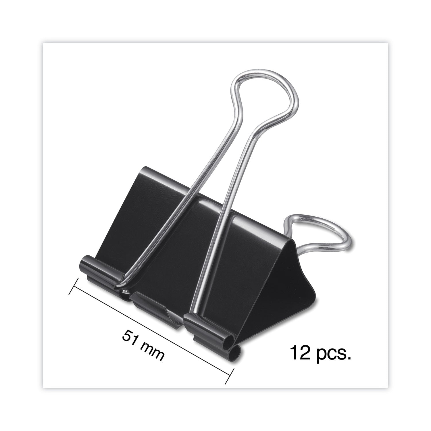 Universal® Binder Clips with Storage Tub, Large, Black/Silver, 12/Pack