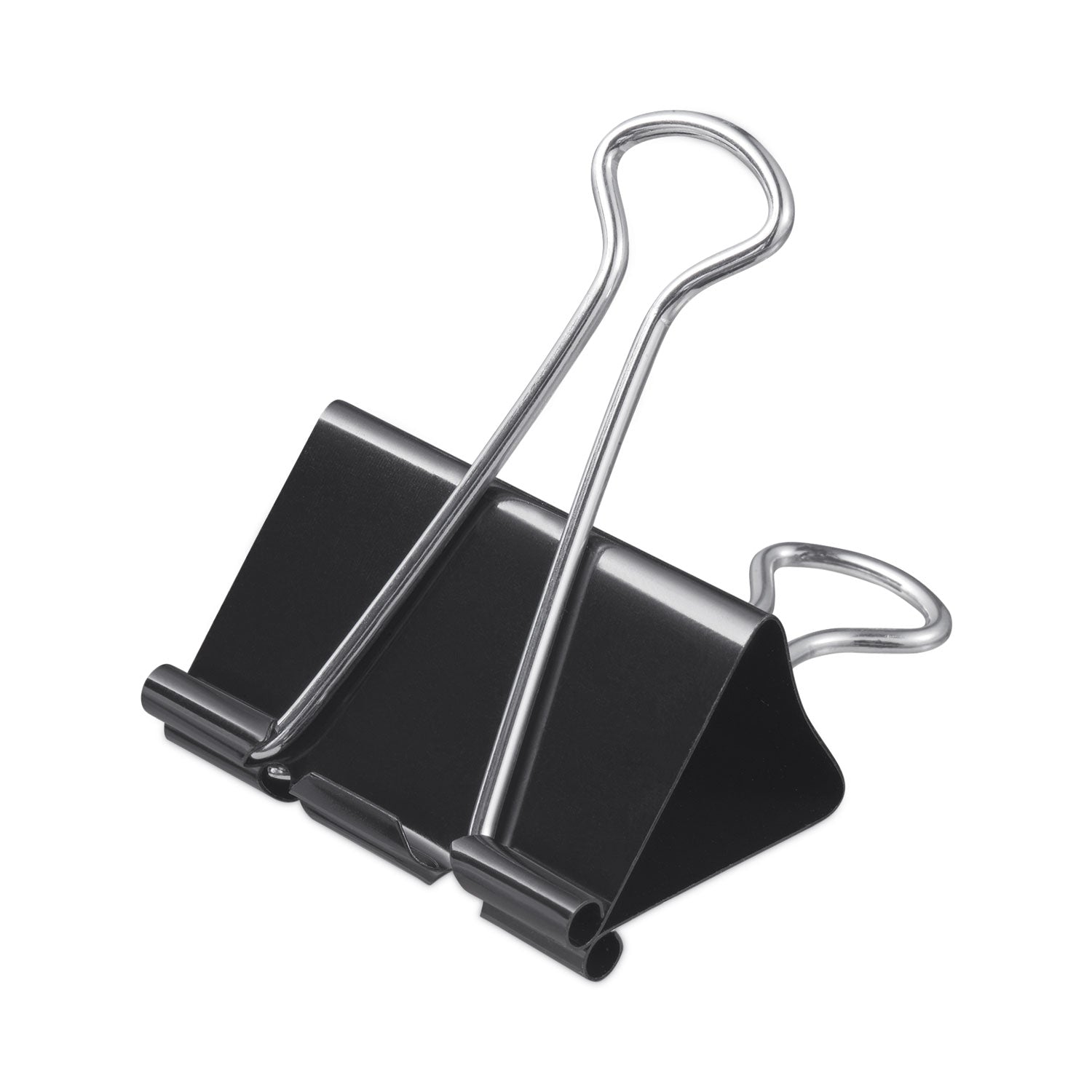 Binder Clips with Storage Tub, Large, Black/Silver, 12/Pack