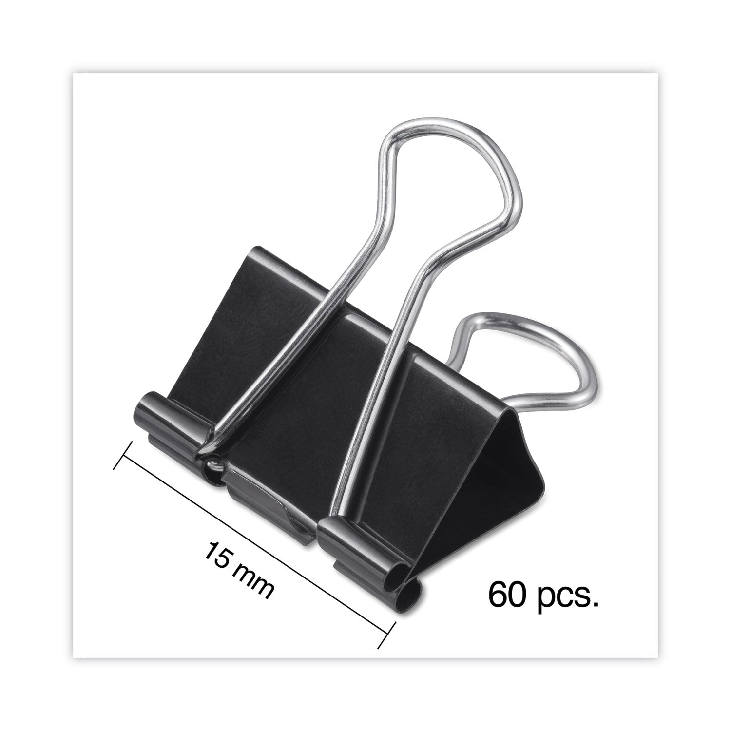 Universal® Binder Clips with Storage Tub, Mini, Black/Silver, 60/Pack