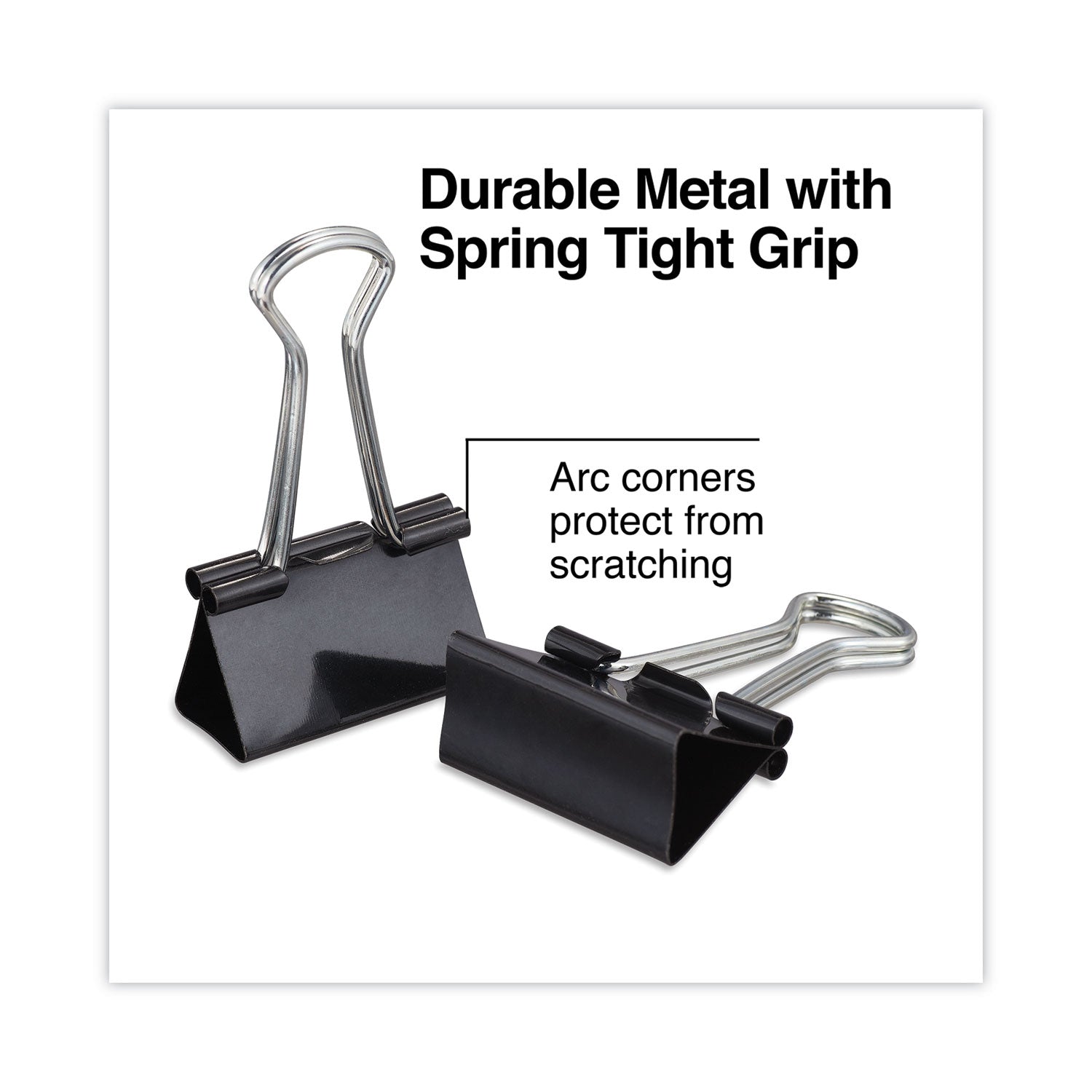 Universal® Binder Clips, Medium, Black/Silver, 12/Box