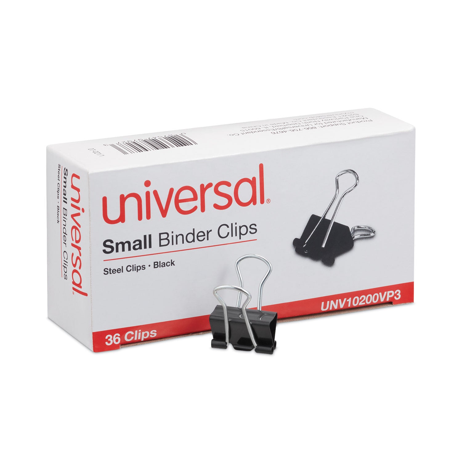 Universal® Binder Clips Value Pack, Small, Black/Silver, 36/Box