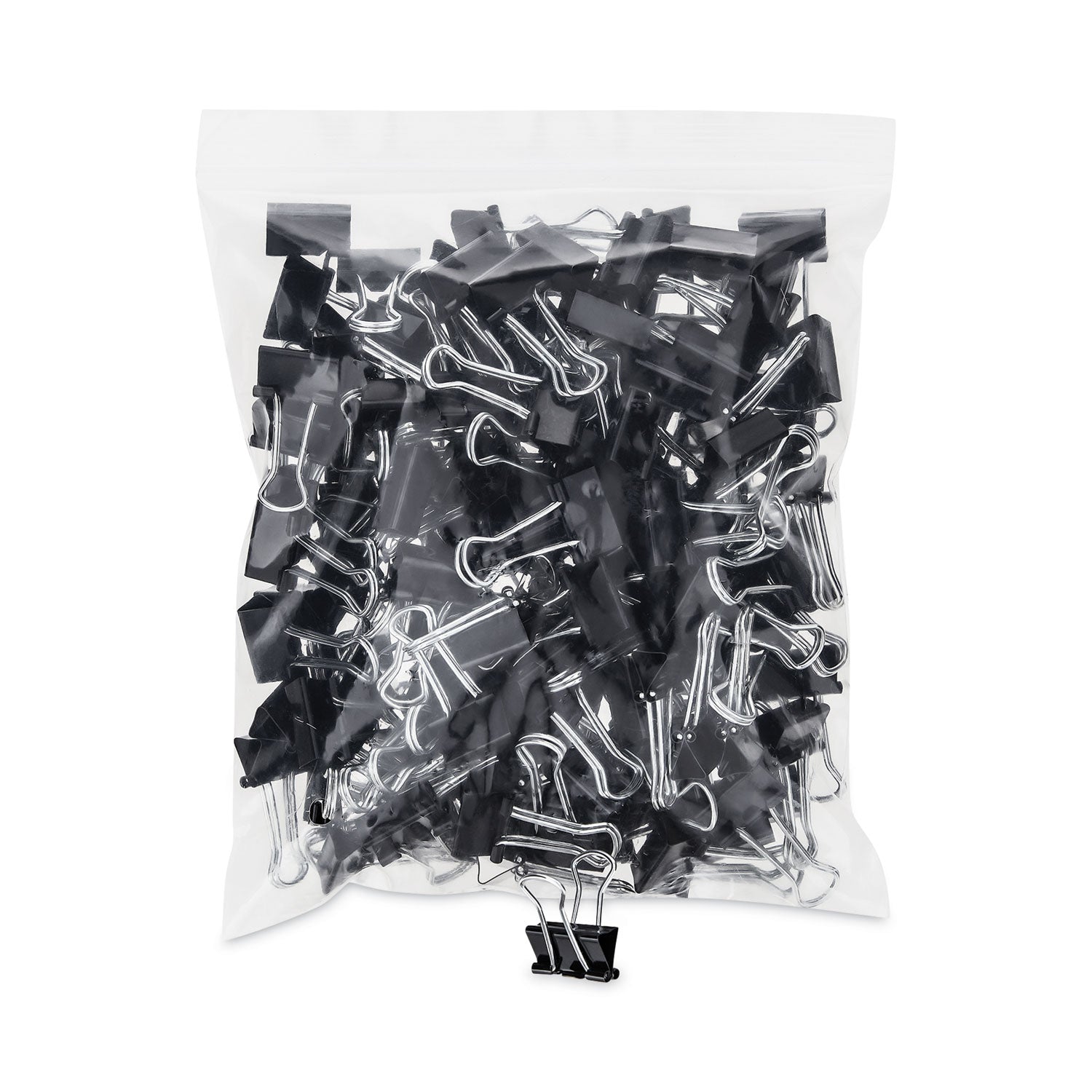 Universal® Binder Clip Zip-Seal Bag Value Pack, Small, Black/Silver, 144/Pack