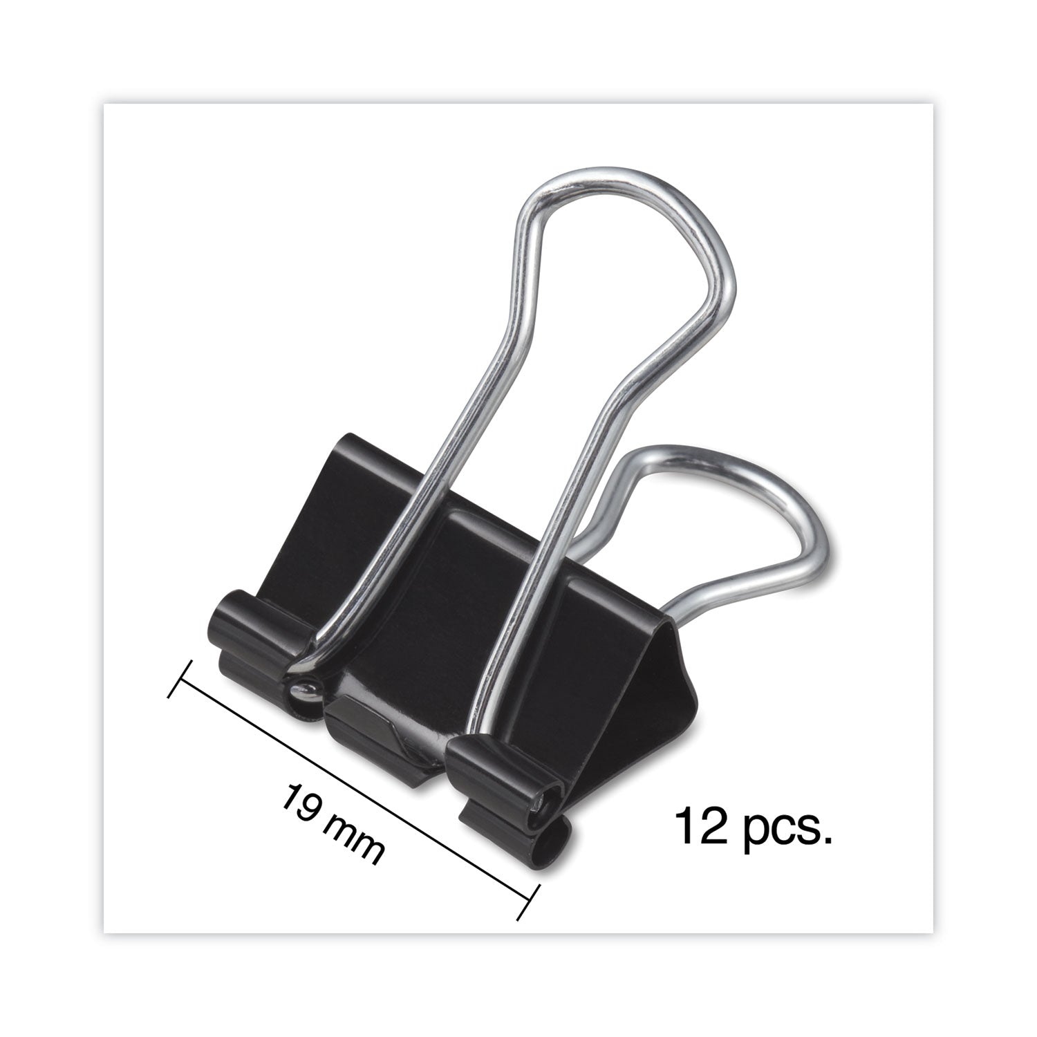 Universal® Binder Clips, Small, Black/Silver, 12/Box