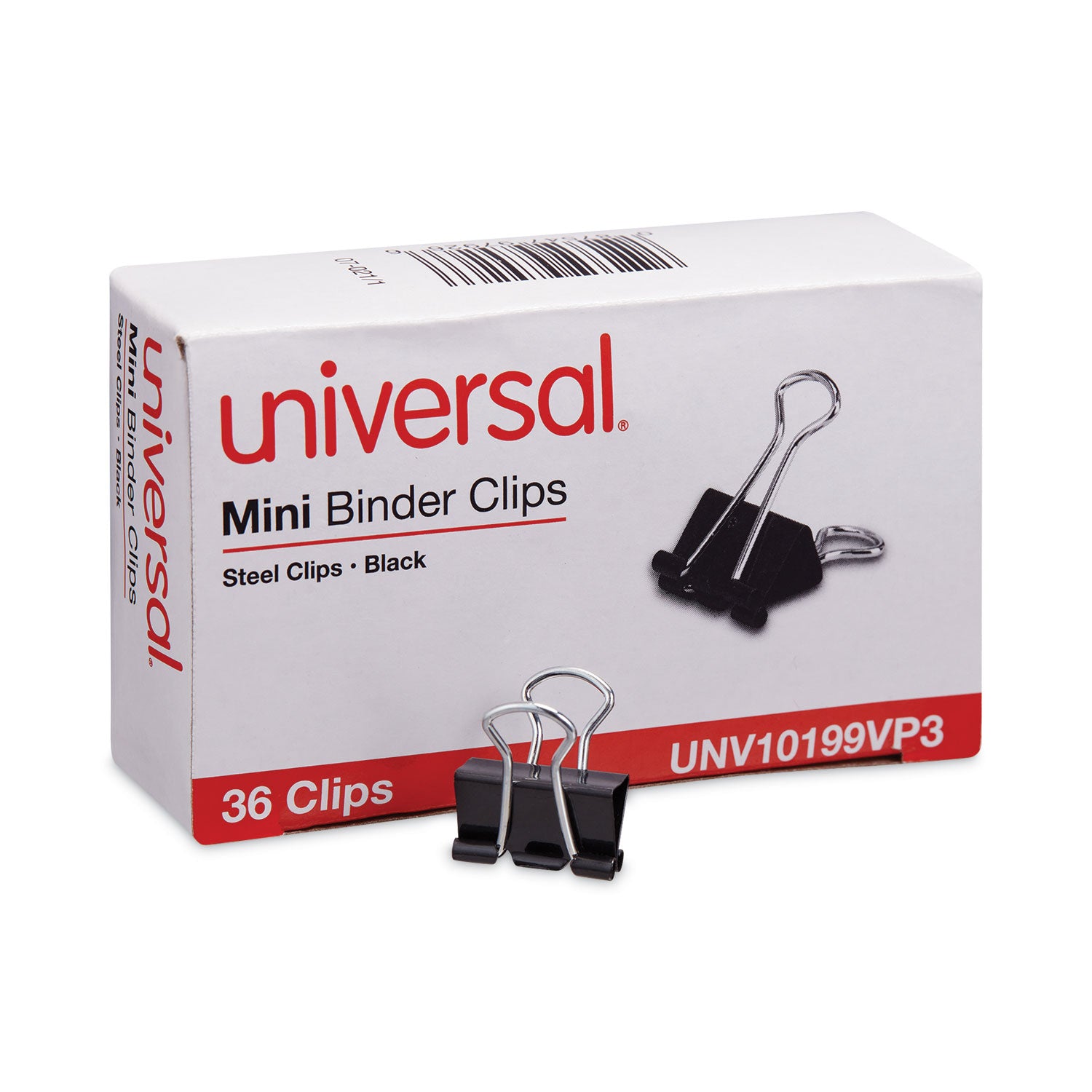 Universal® Binder Clip Value Pack, Mini, Black/Silver, 36/Box