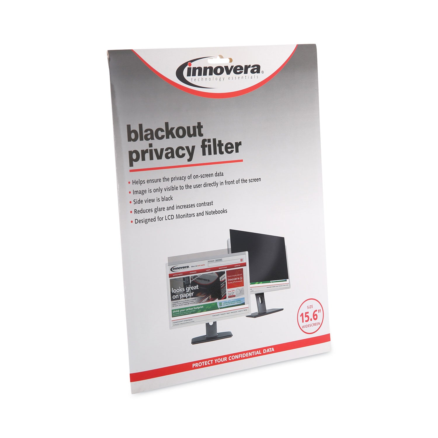 Innovera® Blackout Privacy Filter for 15.6" Widescreen Laptop, 16:9 Aspect Ratio