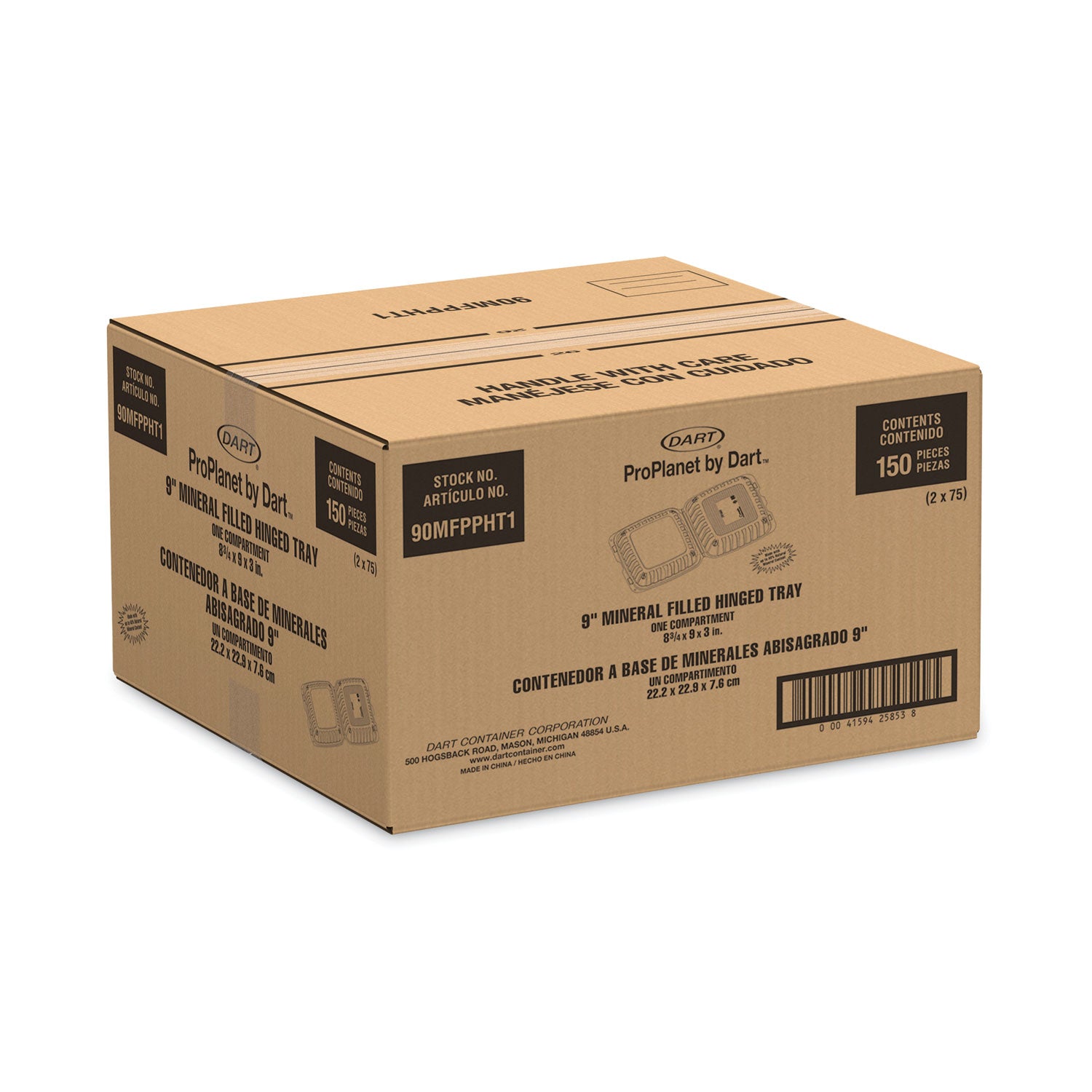 Hinged Lid Containers, Single Compartment, 9 x 8.8 x 3, White, Plastic, 150/Carton Dart® Flipcost