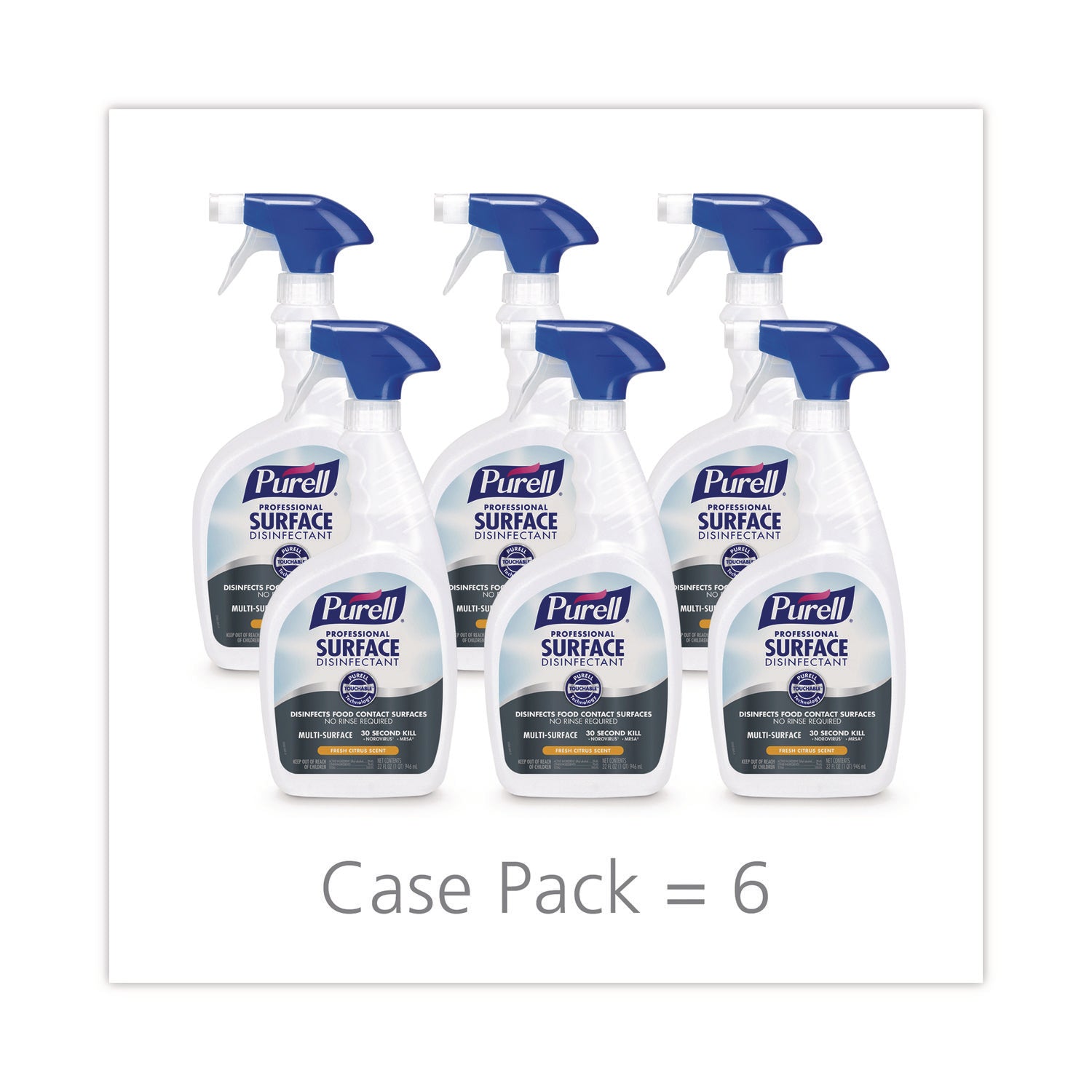 PURELL® Professional Surface Disinfectant, Fresh Citrus, 32 oz Spray Bottle, 6/Carton