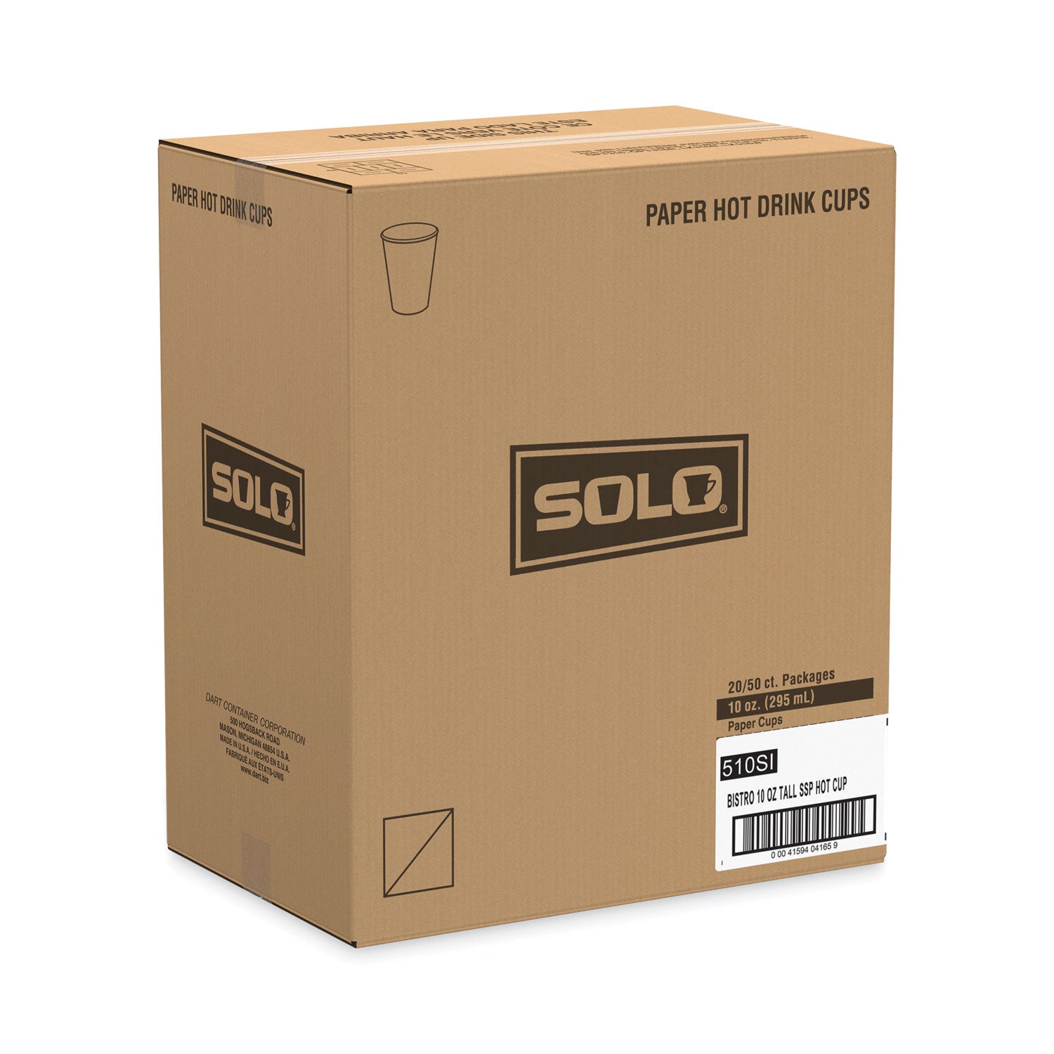 SOLO® Paper Hot Drink Cups in Bistro Design, 10 oz, Maroon, 1,000/Carton