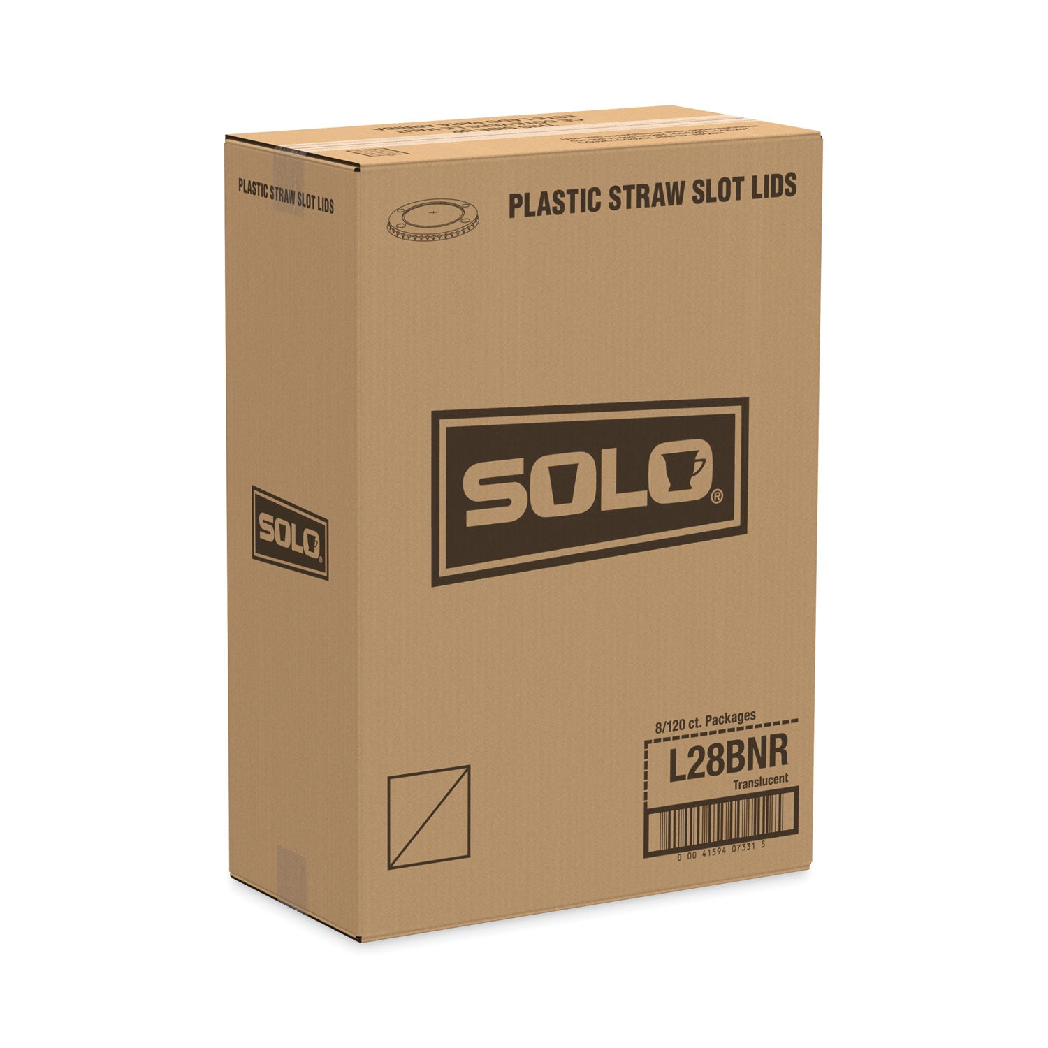 SOLO® Polystyrene Plastic Flat Straw-Slot Cold Cup Lids, Fits 28 oz Cups, Translucent, 960/Carton