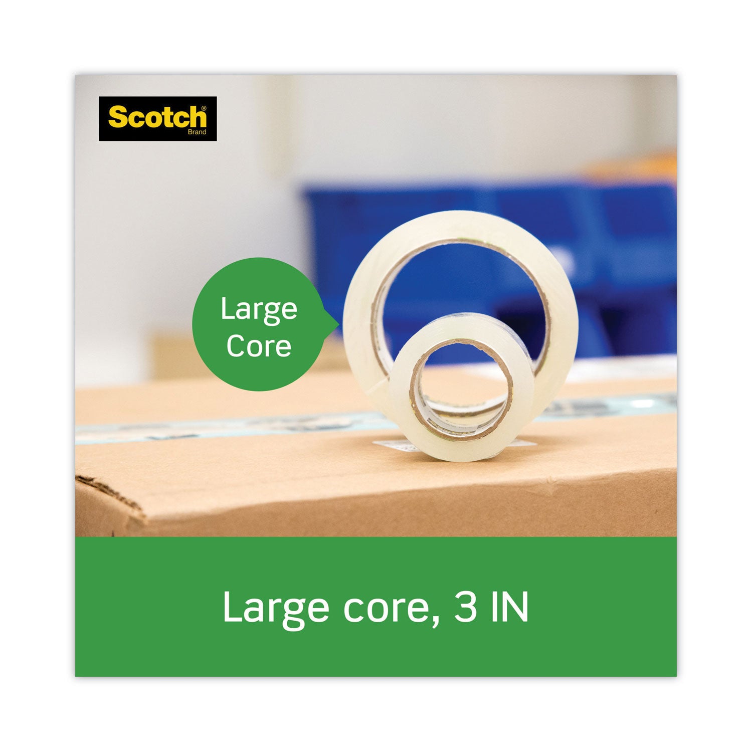 Scotch® Tough Grip Moving Packaging Tape with Dispenser, 3" Core, 1.88" x 54.6 yds, Clear