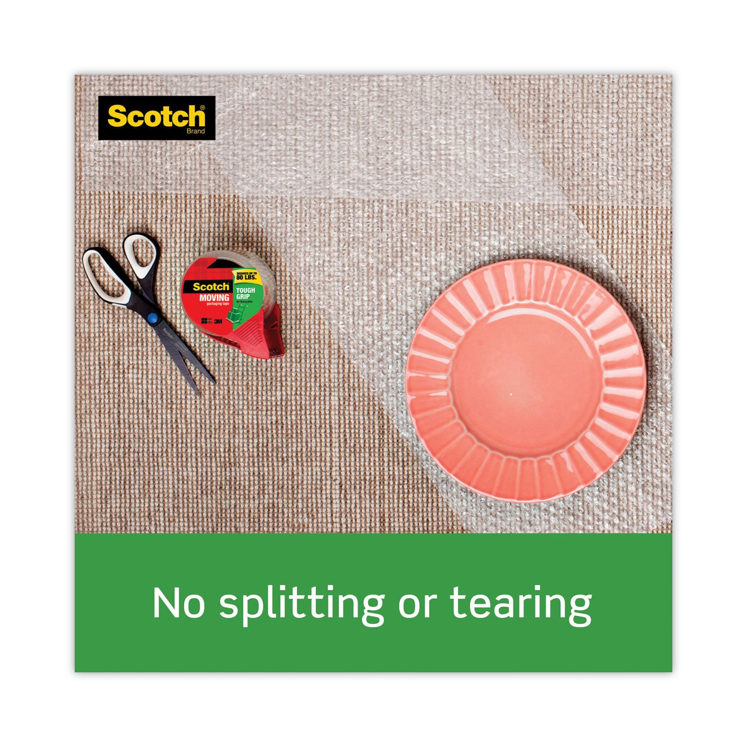 Scotch® Tough Grip Moving Packaging Tape with Dispenser, 3" Core, 1.88" x 54.6 yds, Clear