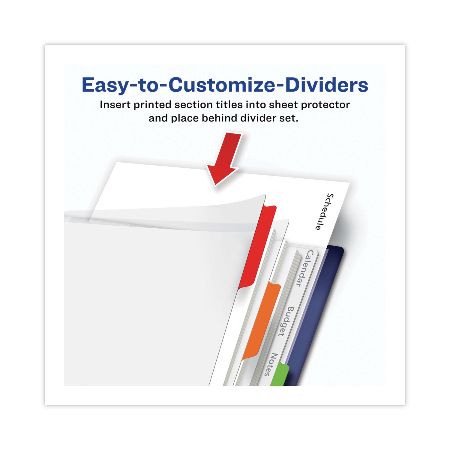 Avery® Clear Easy View Plastic Dividers with Multicolored Tabs and Sheet Protector, 5-Tab, 11 x 8.5, Clear, 1 Set