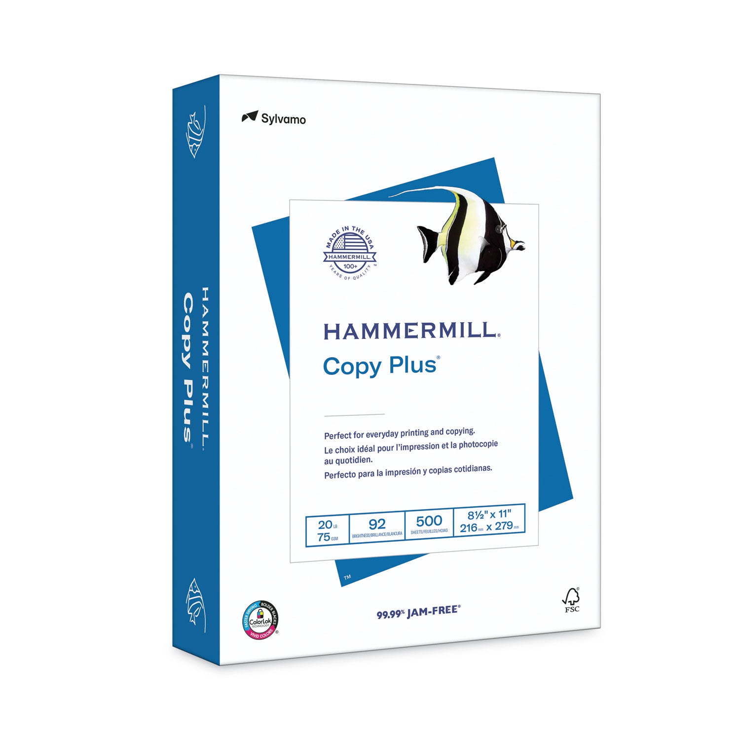 Hammermill® Copy Plus Print Paper, 92 Bright, 20 lb Bond Weight, 8.5 x 11, White, 500 Sheets/Ream, 10 Reams/Carton, 40 Cartons/Pallet