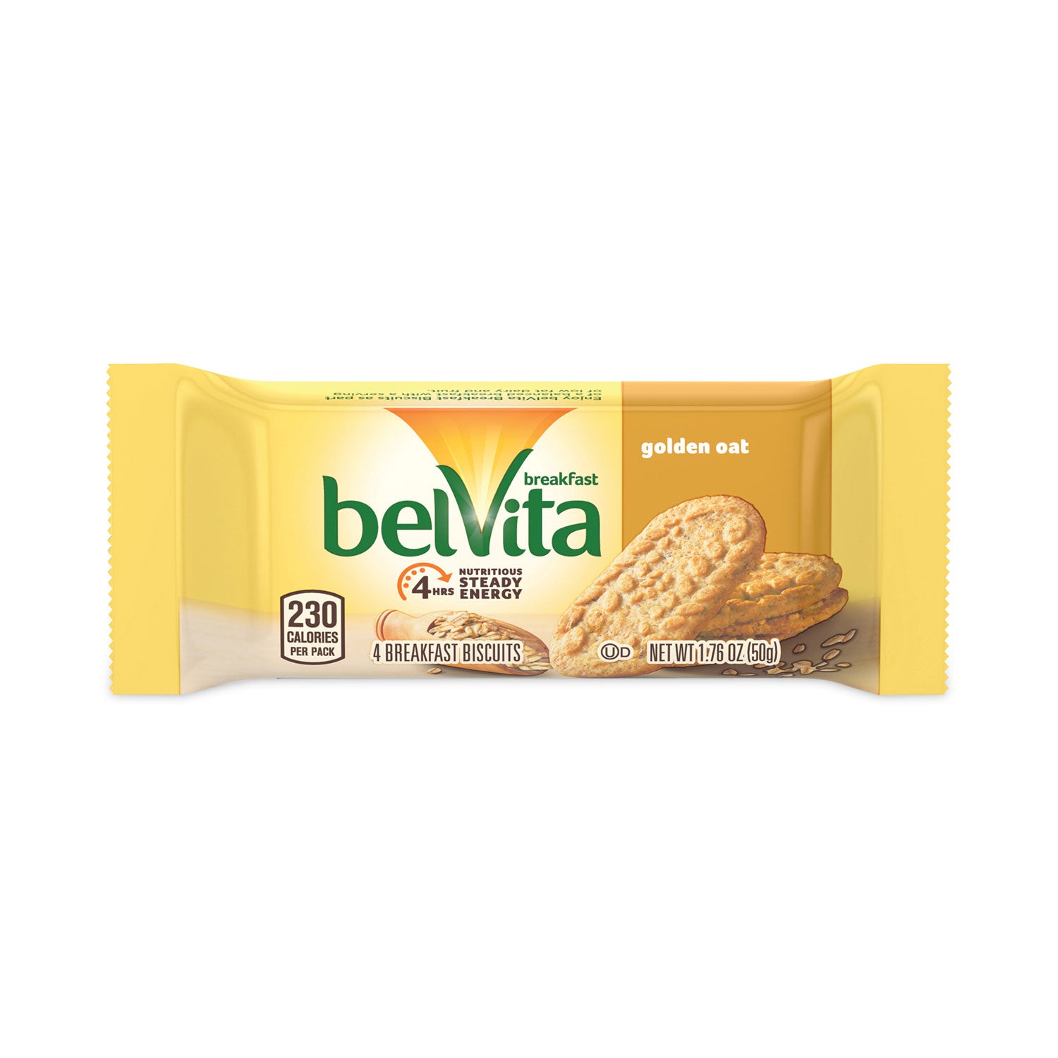 belVita Breakfast Biscuits, Golden Oat, 1.76 oz Packet of 4, 12 Packets/Box, 3 Boxes/Carton