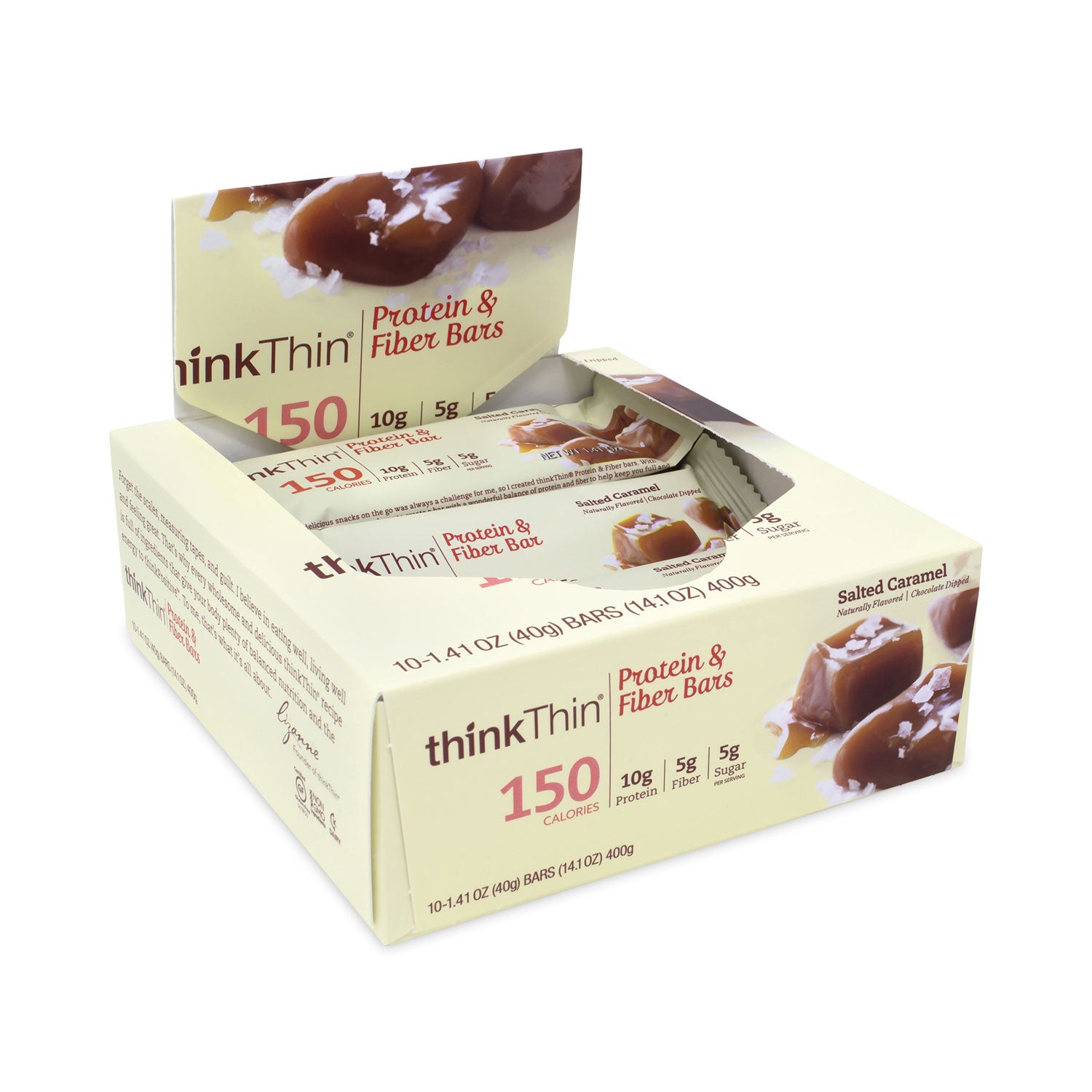 thinkThin® High Protein Bars, Salted Caramel, 1.41 oz Bar, 10 Bars/Carton