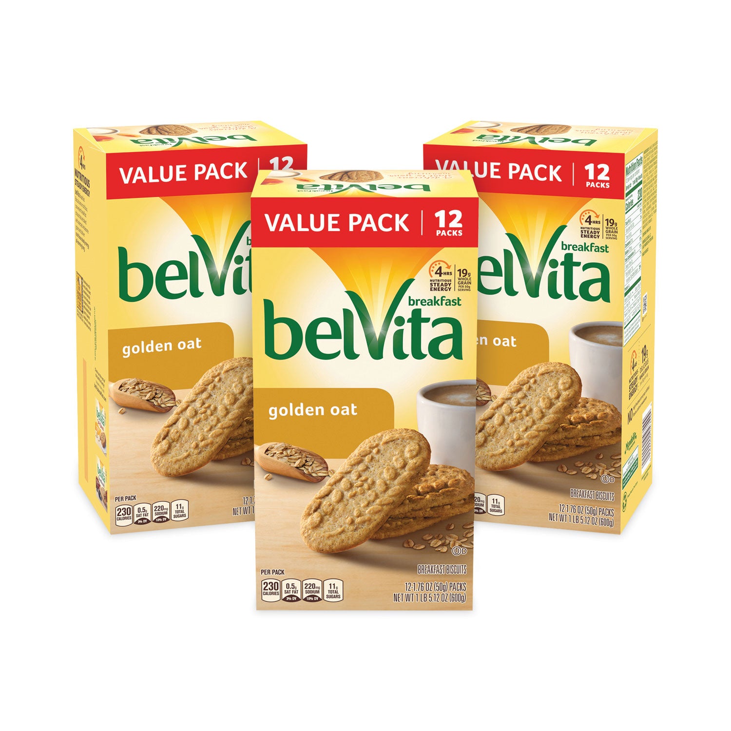 Nabisco® belVita Breakfast Biscuits, Golden Oat, 1.76 oz Packet of 4, 12 Packets/Box, 3 Boxes/Carton