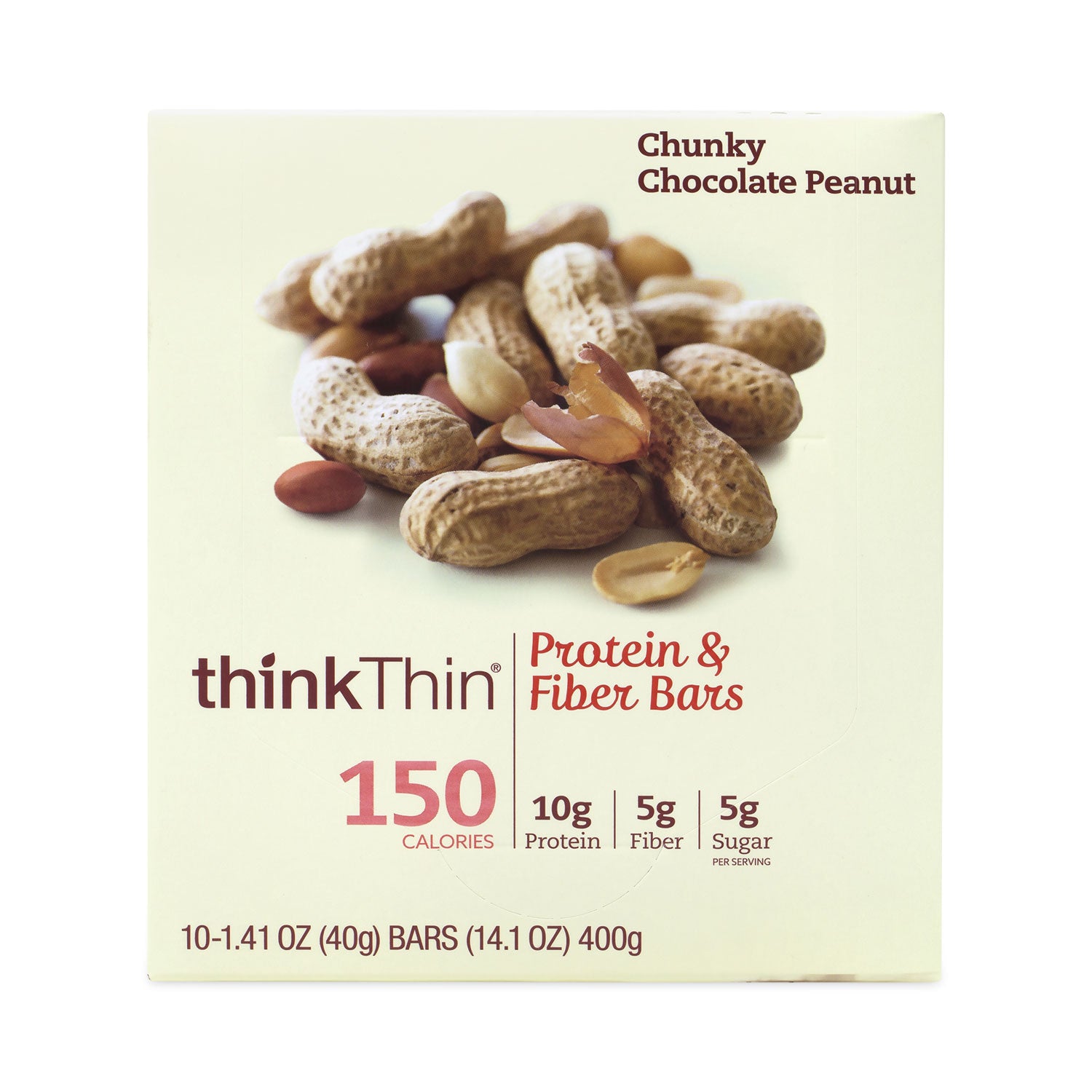 High Protein Bars, Chunky Chocolate Peanut, 1.41 oz Bar, 10 Bars/Carton