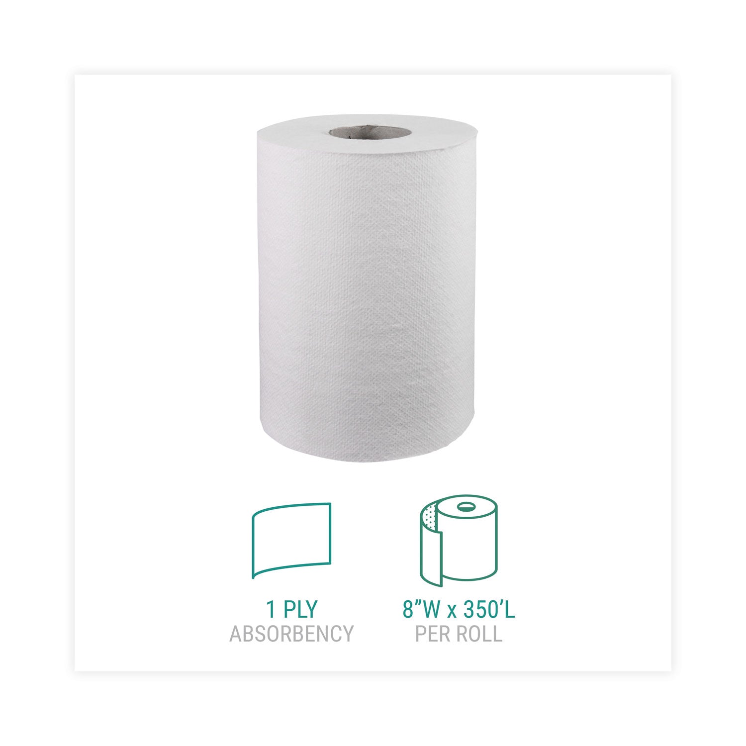 Windsoft® Hardwound Roll Towels, 1-Ply, 8" x 350 ft, White, 12 Rolls/Carton