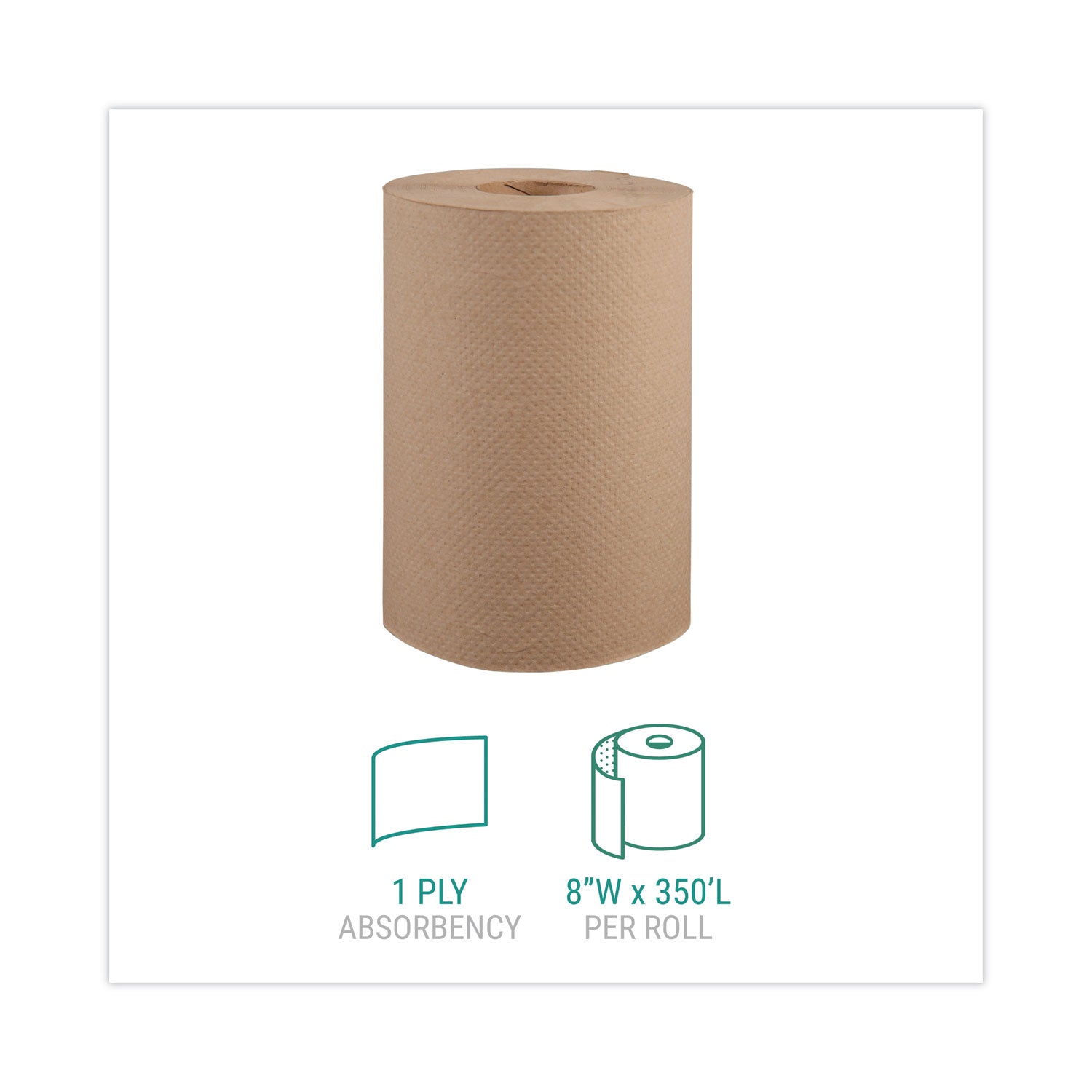 Windsoft® Hardwound Roll Towels, 1-Ply, 8" x 350 ft, Natural, 12 Rolls/Carton