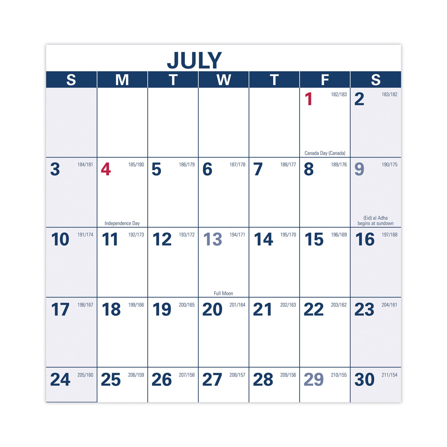 AT-A-GLANCE® Academic Erasable Reversible Extra Large Wall Calendar, 48 x 32, White/Blue/Red, 12 Month (July to June): 2024 to 2025