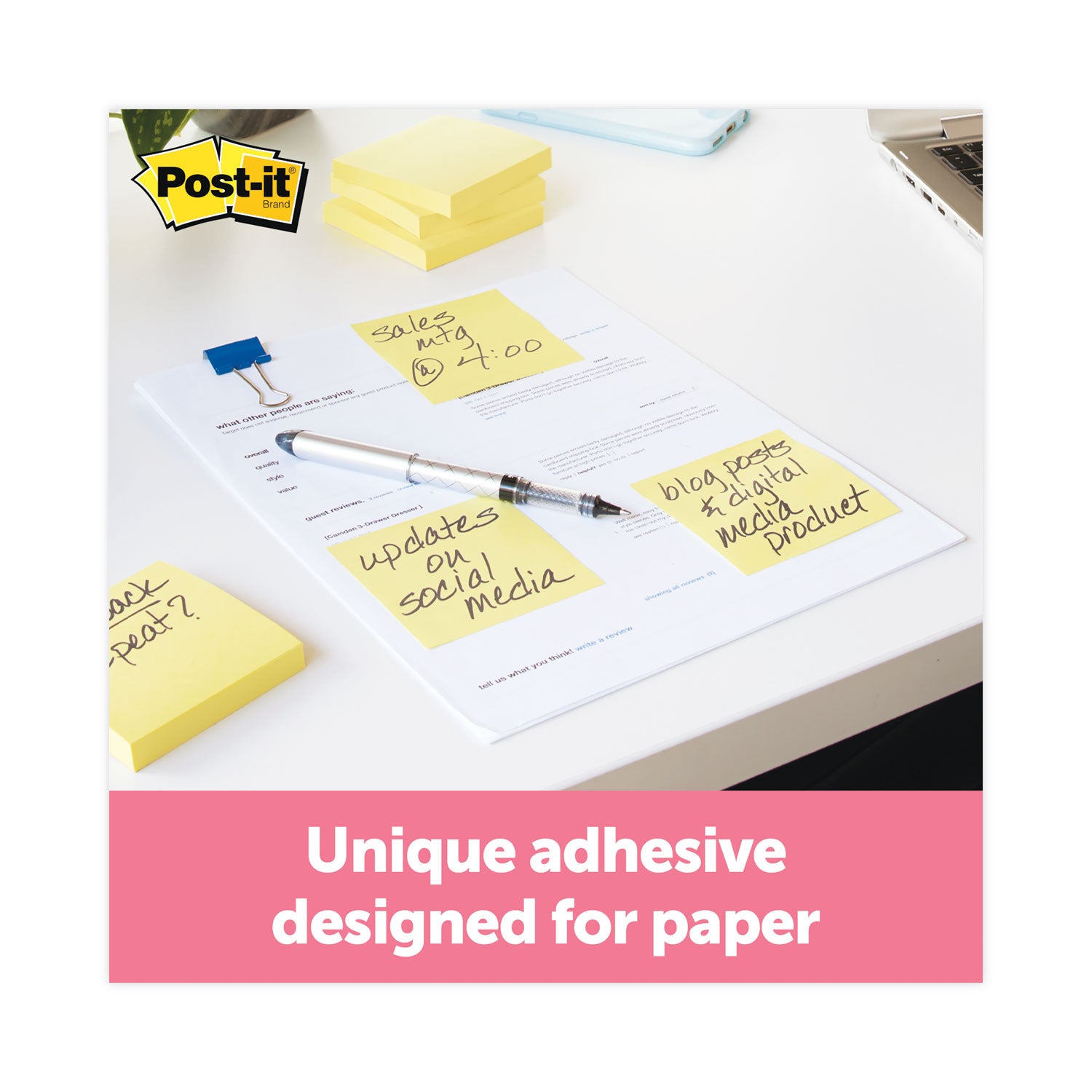 Post-it® Notes Original Pads in Canary Yellow, 3" x 3", 100 Sheets/Pad