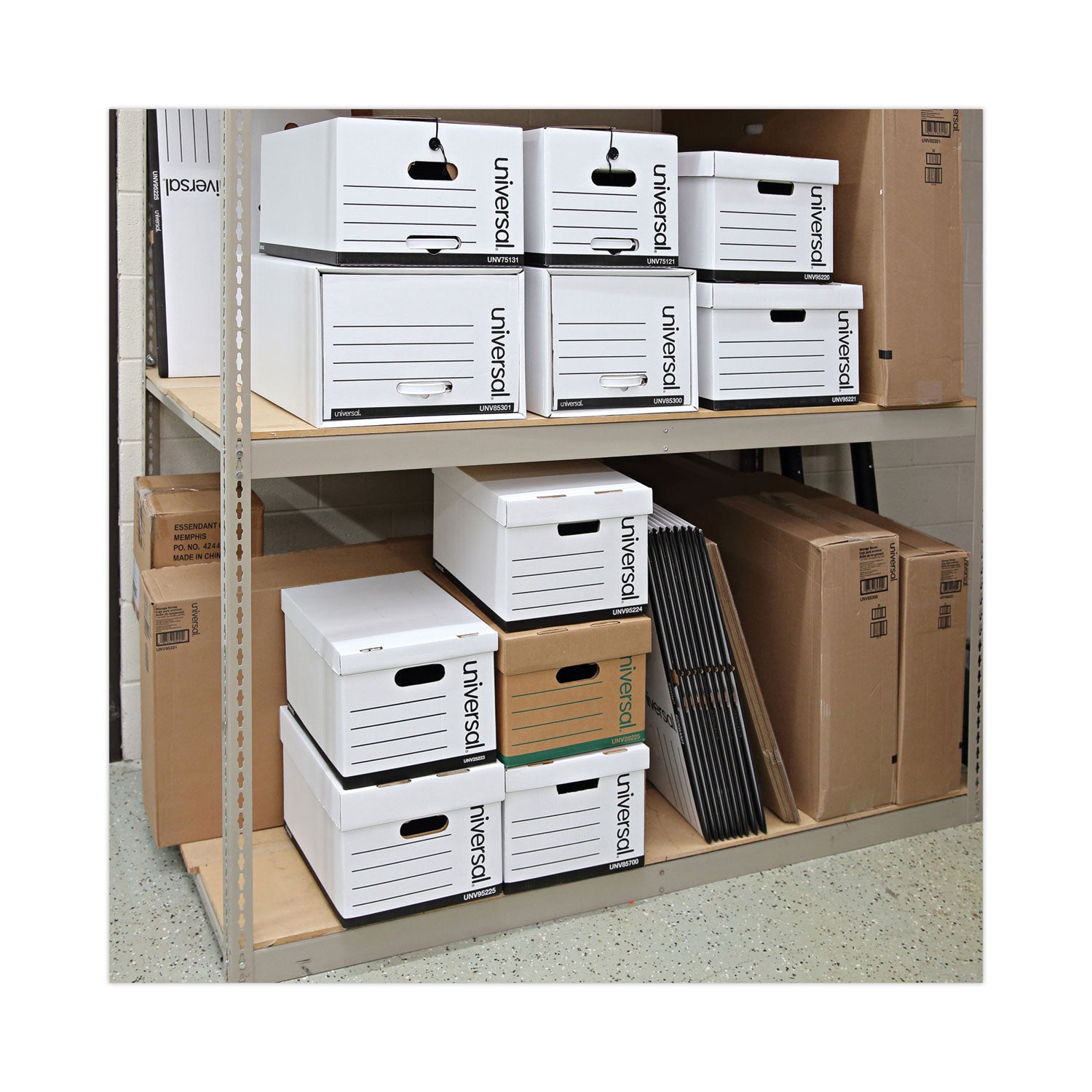 Universal® Basic-Duty Economy Record Storage Boxes, Letter/Legal Files, 12" x 15" x 10", White, 10/Carton