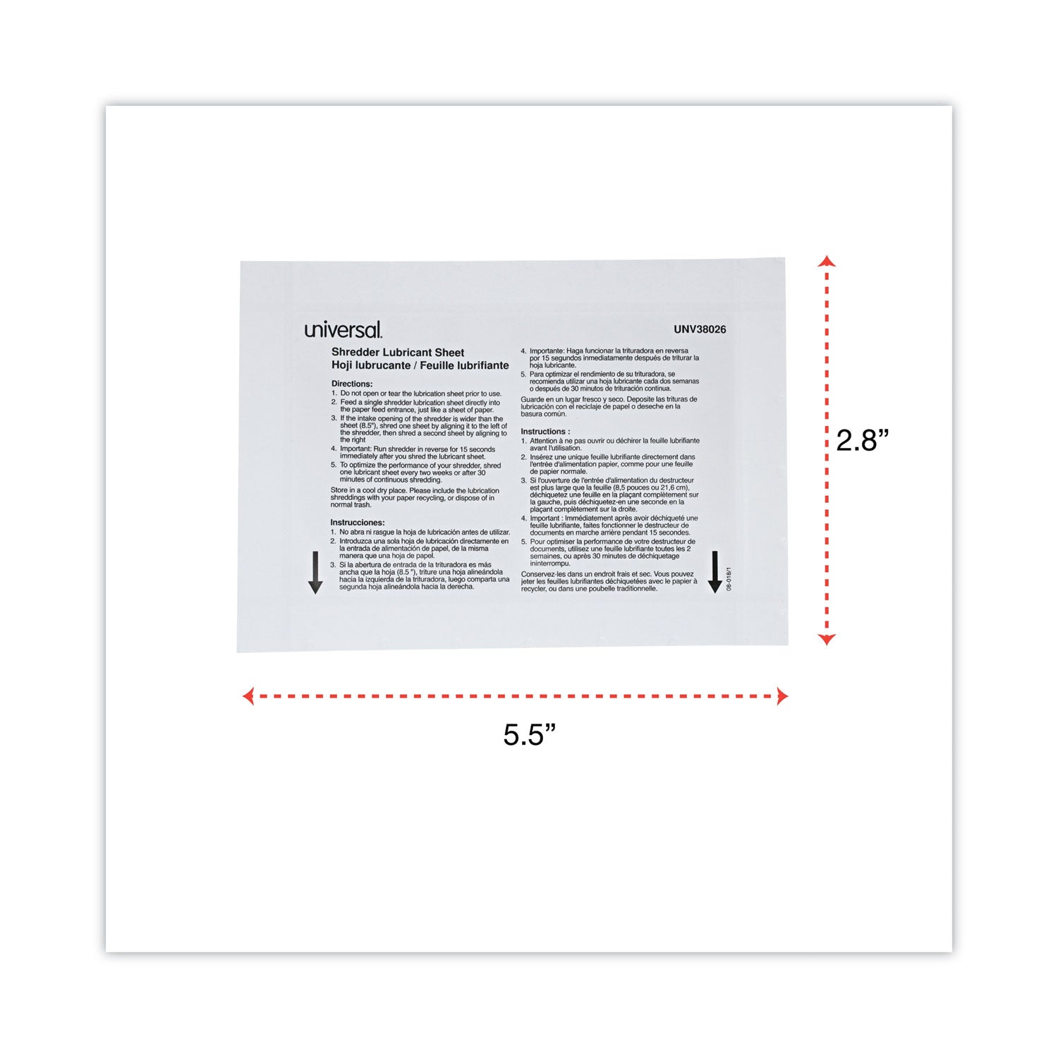 Universal® Shredder Lubricant Sheets, 8.4 x 5.9, 24 Sheets/Pack