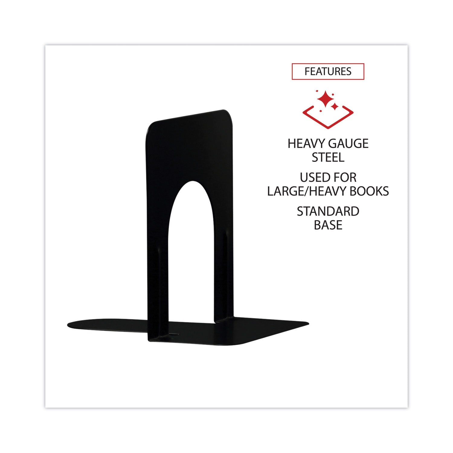 Universal® Economy Bookends, Standard, 4.75 x 5.25 x 5, Heavy Gauge Steel, Black, 1 Pair